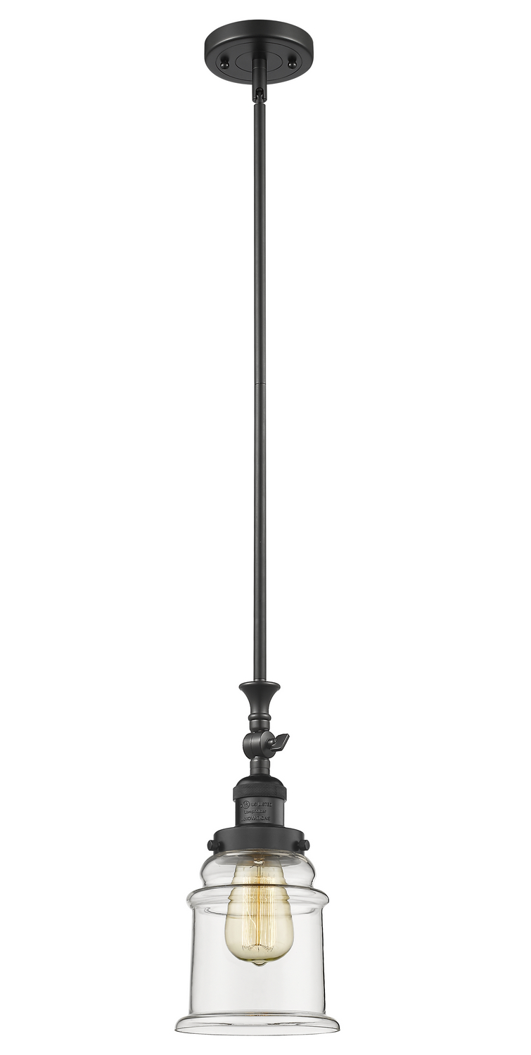 One Light Mini Pendant by Innovations - Franklin Restoration Collection, Matte Black Finish - 206-BK-G182