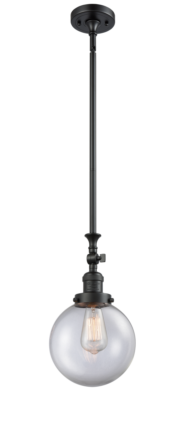 One Light Mini Pendant by Innovations - Franklin Restoration Collection, Matte Black Finish - 206-BK-G202-8