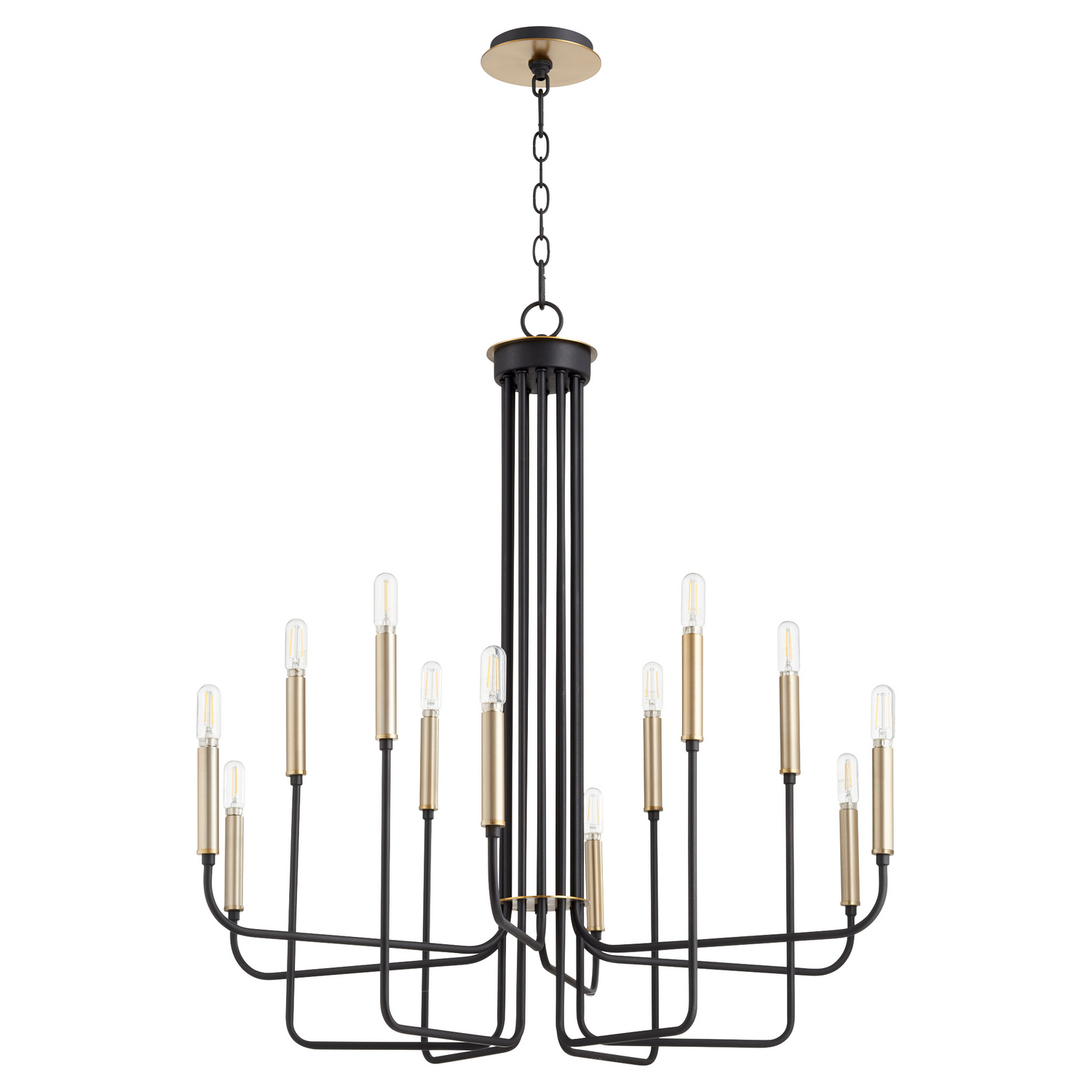 Photos - Chandelier / Lamp Wide Quorum International Hope 12-Light Chandelier in Textured Black w with Aged Brass 630-126980 