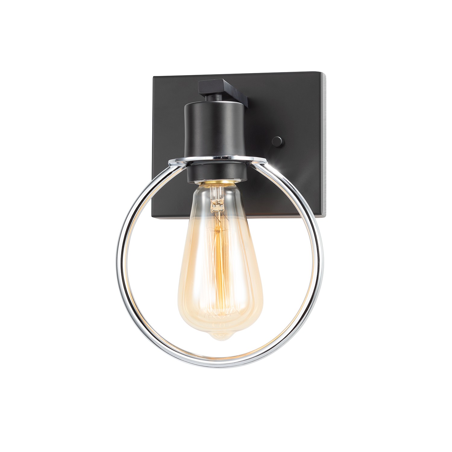 Justice Design NSH-8901-CRMB EVOLV 6.5 inch Matte Black with Chrome Ring Wall Sconce Wall Light in Matte Black / Chrome Ring