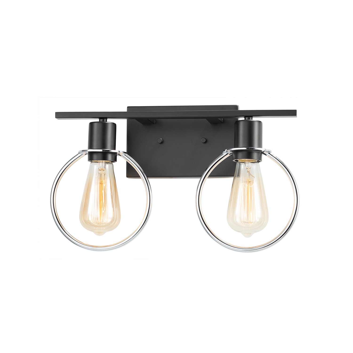 Justice Design NSH-8902-CRMB EVOLV 15 inch Matte Black with Chrome Ring Bath Bar Wall Light in Matte Black / Chrome Ring