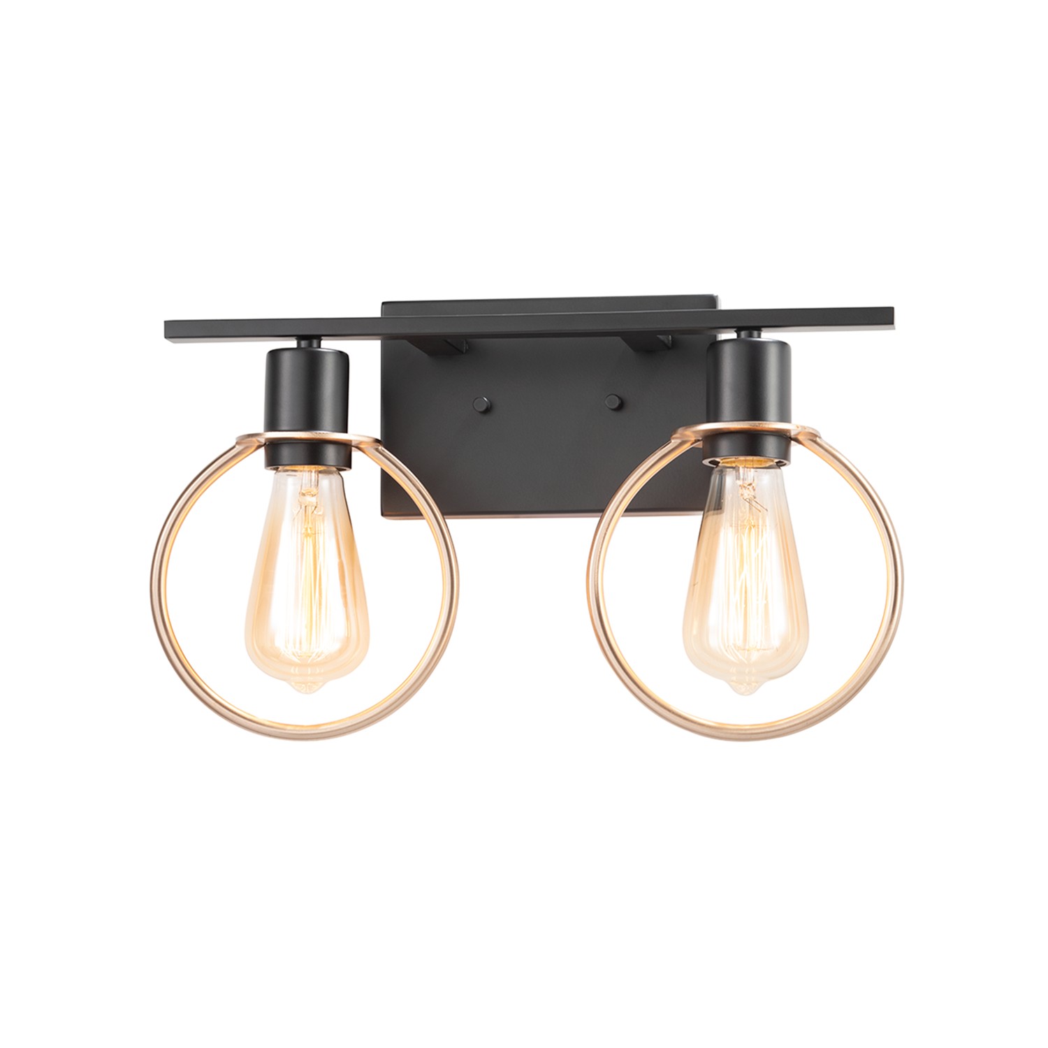 Justice Design NSH-8902-MBBR EVOLV 15 inch Matte Black with Brass Ring Bath Bar Wall Light in Matte Black / Brass Ring