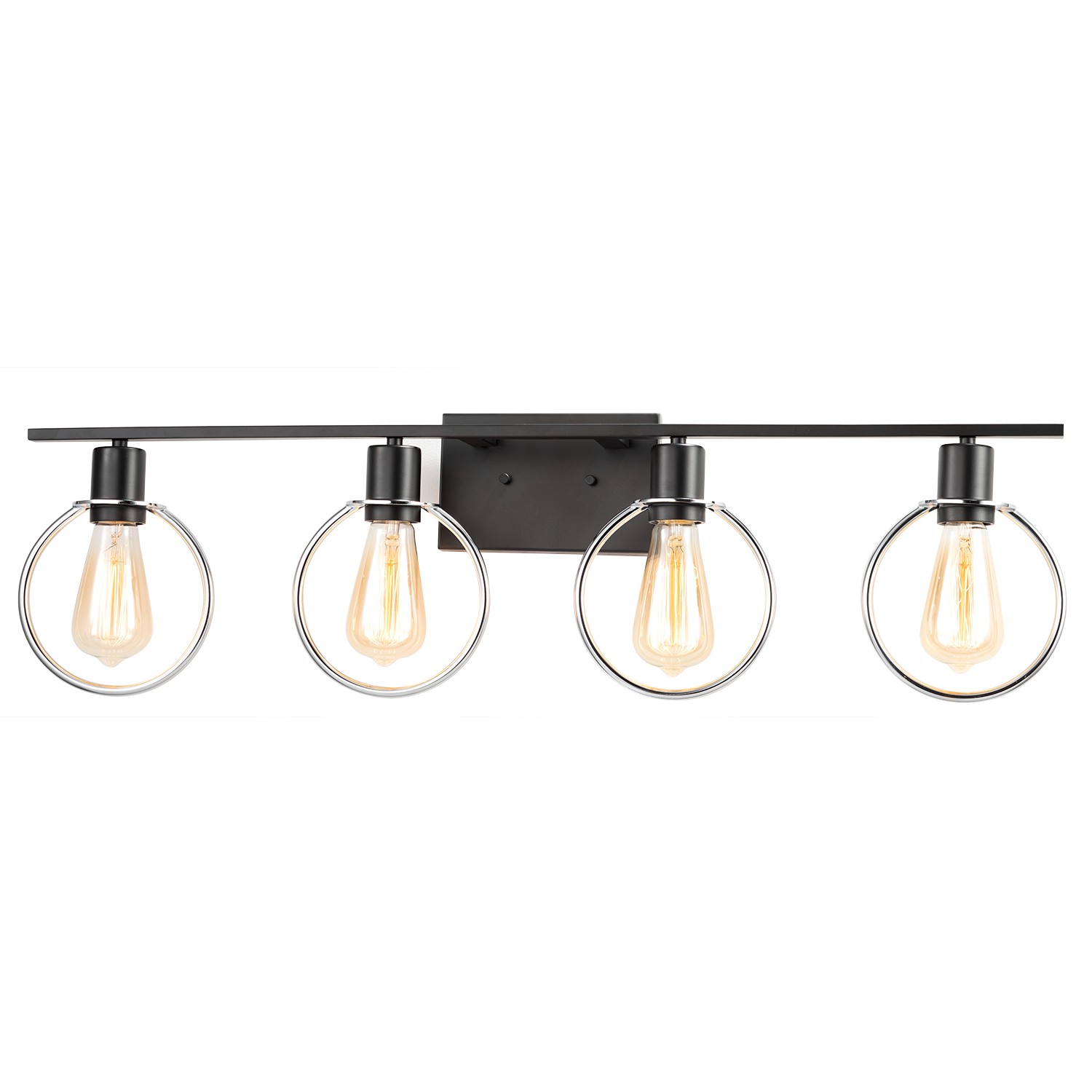 Justice Design NSH-8904-CRMB EVOLV 33 inch Matte Black with Chrome Ring Bath Bar Wall Light in Matte Black / Chrome Ring