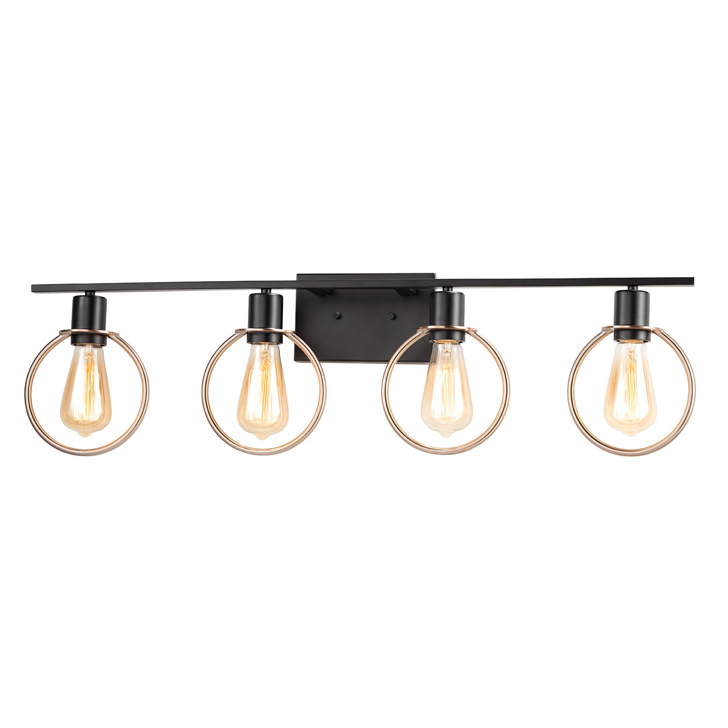 Justice Design NSH-8904-MBBR EVOLV 33 inch Matte Black with Brass Ring Bath Bar Wall Light in Matte Black / Brass Ring