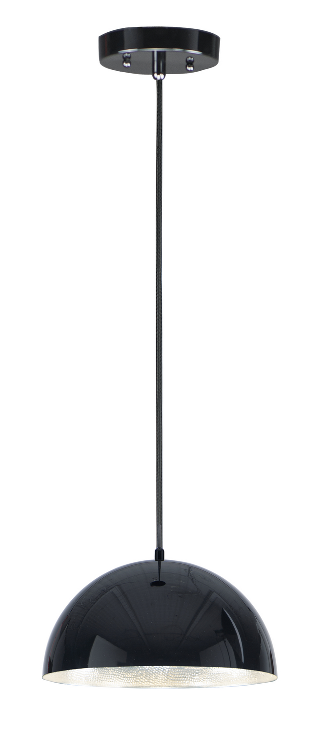 Photos - Chandelier / Lamp Hemisphere ET2 Lighting  1-Light LED Pendant in Gloss Black with Aluminum E24902-GBAL 