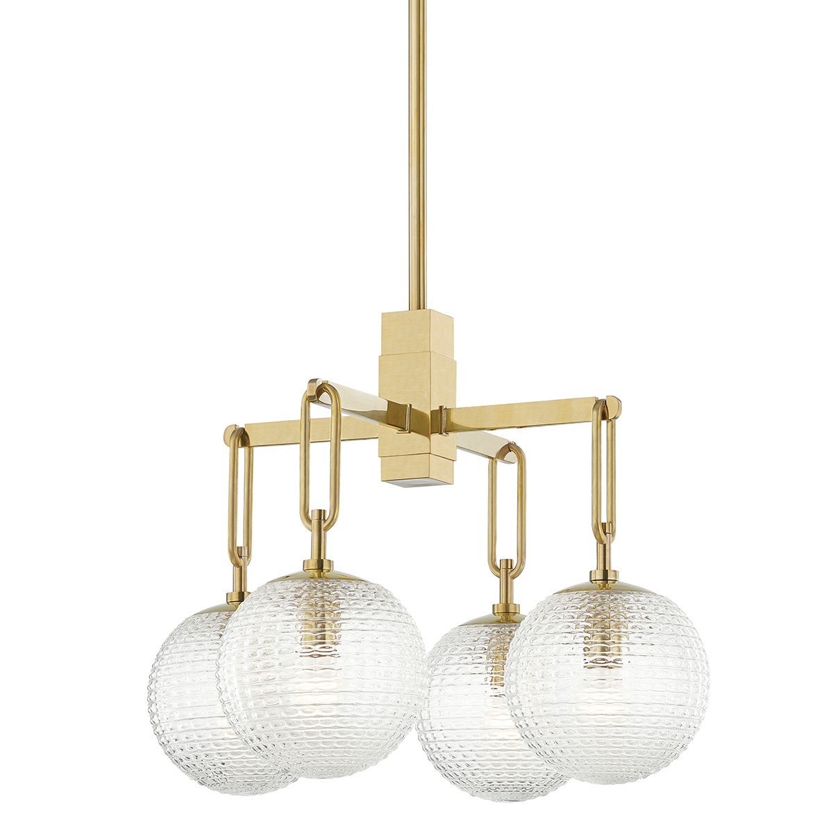 Hudson Valley Jewett Four Light Chandelier in Aged Brass - 7104-AGB