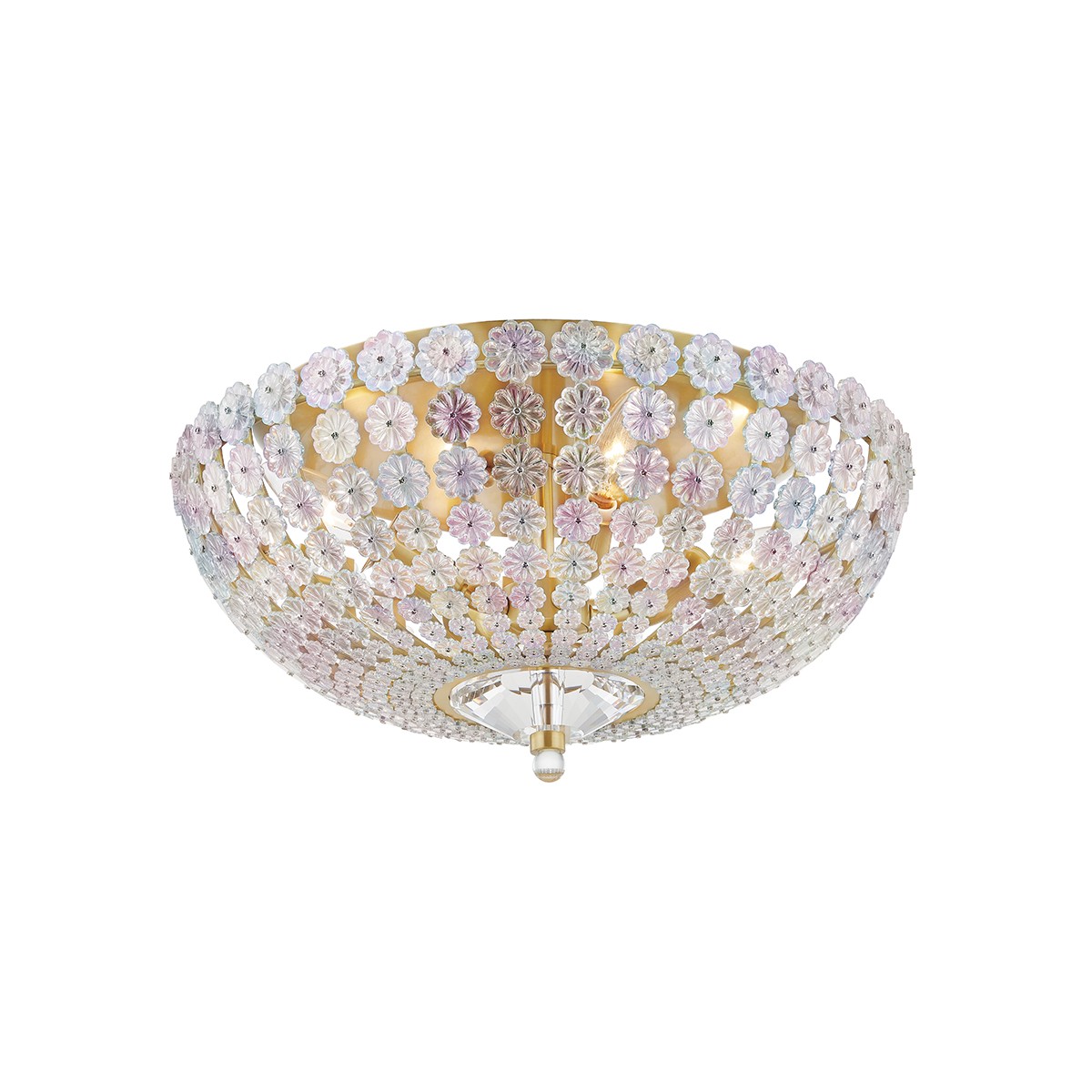 Hudson Valley Floral Park Four Light Flush Mount in Aged Brass - 8217-AGB