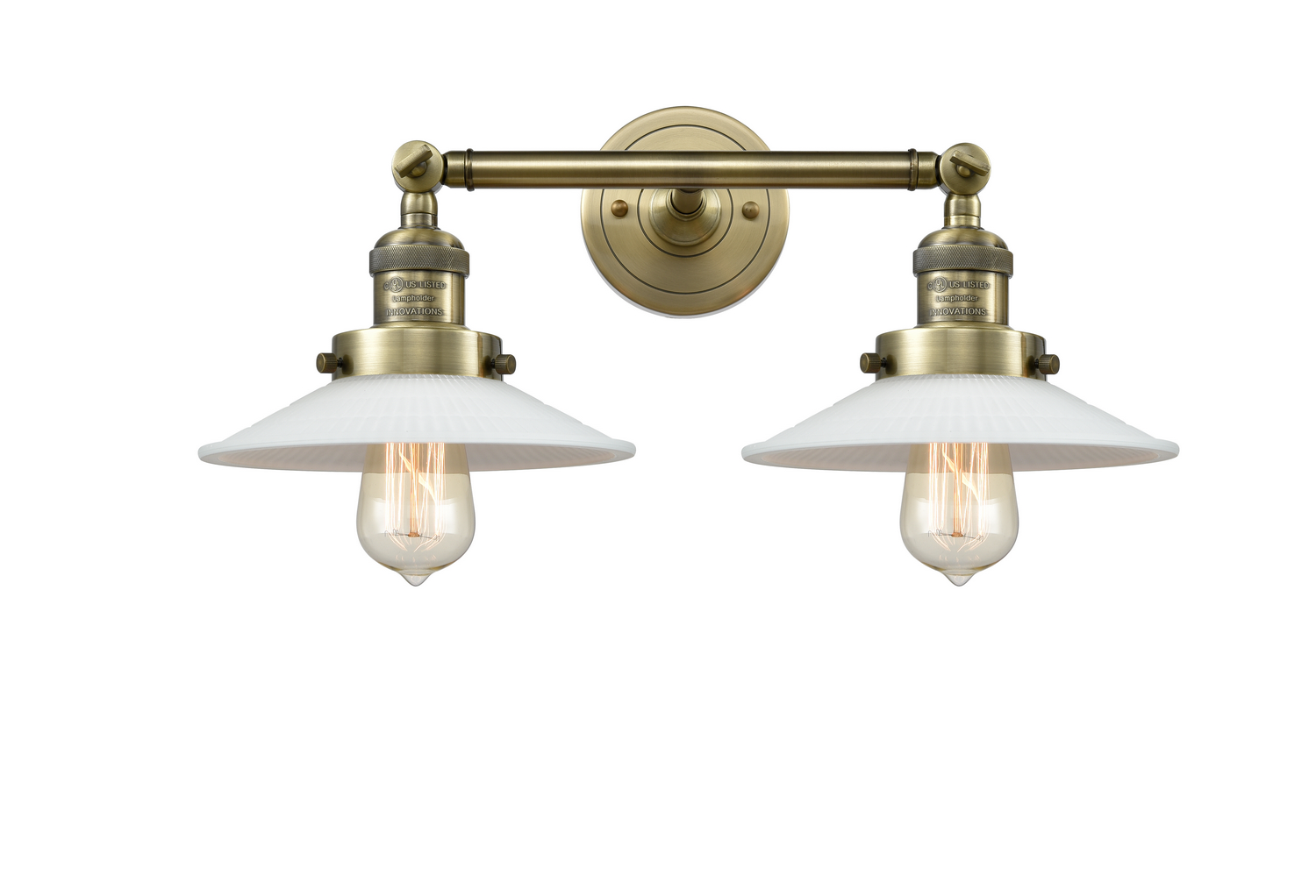 Two Light Bath Vanity by Innovations - Franklin Restoration Collection, Antique Brass Finish - 208-AB-G1