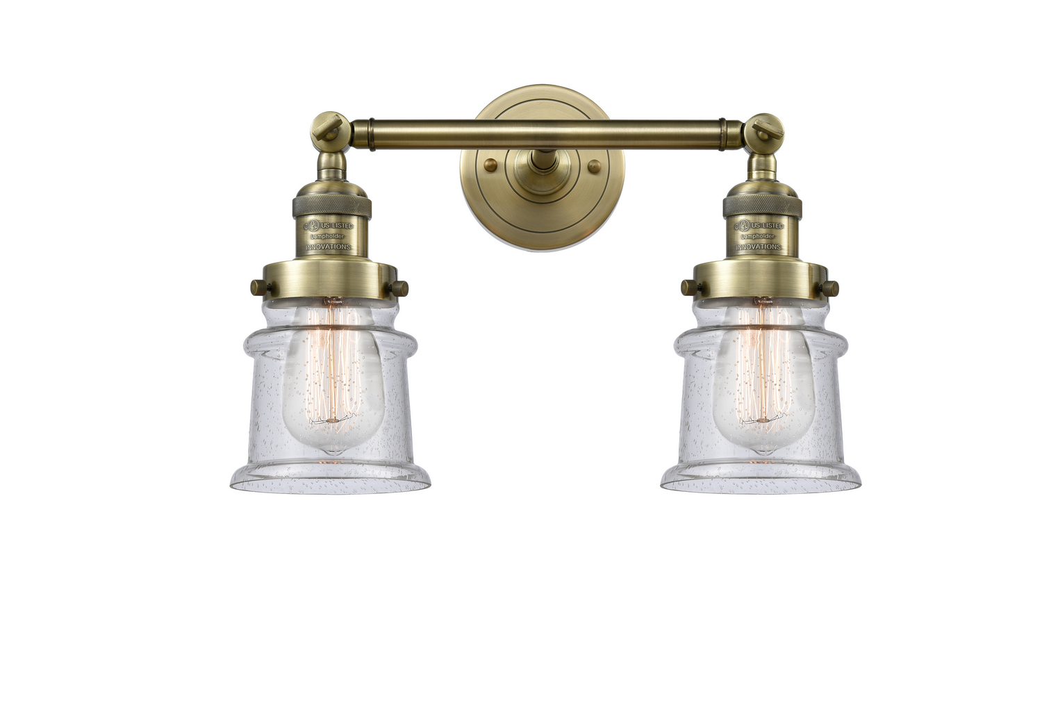 Two Light Bath Vanity by Innovations - Franklin Restoration Collection, Antique Brass Finish - 208-AB-G184S