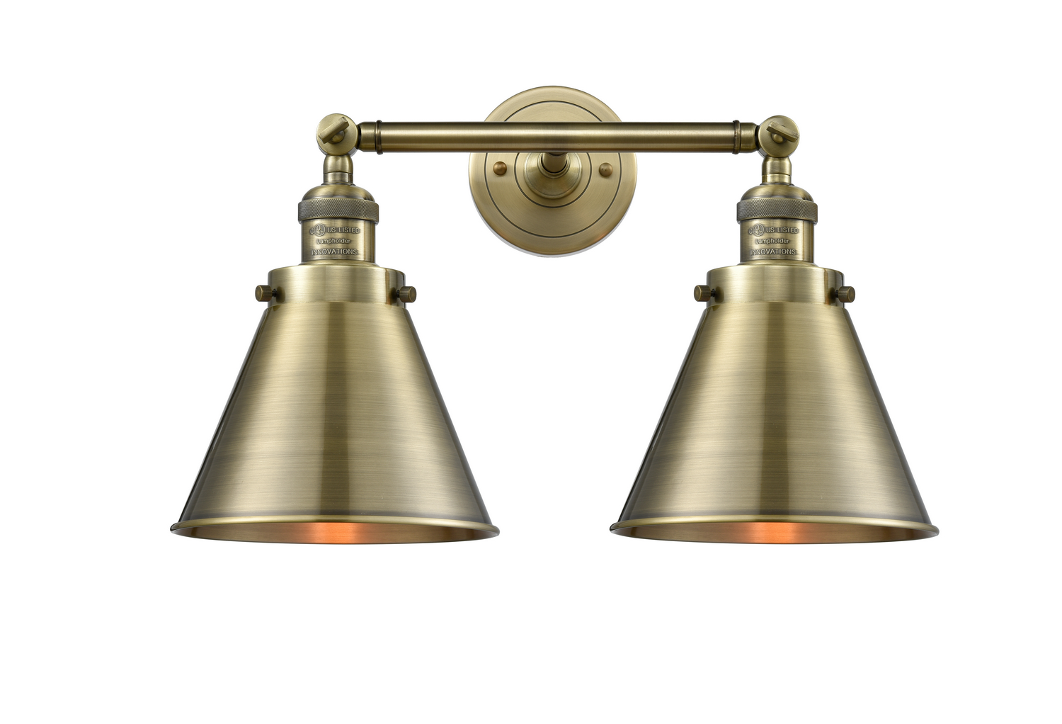 Two Light Bath Vanity by Innovations - Franklin Restoration Collection, Antique Brass Finish - 208-AB-M13-AB