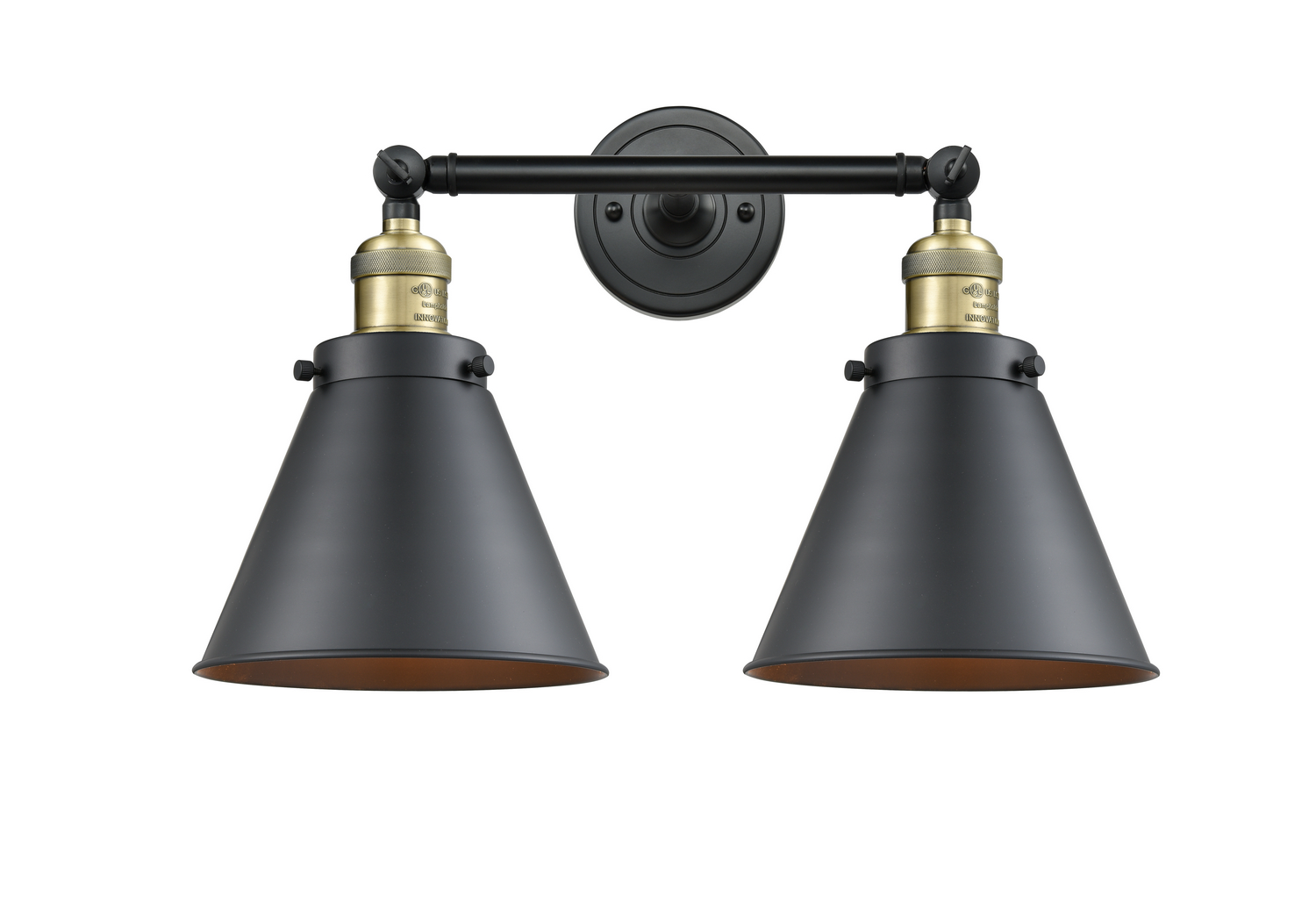 Two Light Bath Vanity by Innovations - Franklin Restoration Collection, Black Antique Brass Finish - 208-BAB-M13-BK