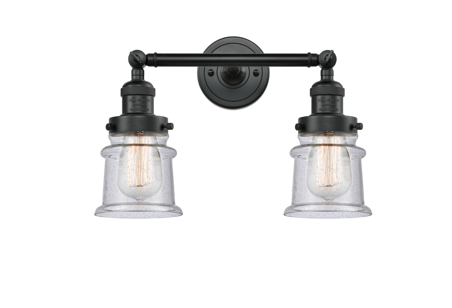 Two Light Bath Vanity by Innovations - Franklin Restoration Collection, Matte Black Finish - 208-BK-G184S
