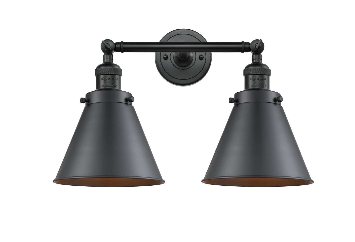 Two Light Bath Vanity by Innovations - Franklin Restoration Collection, Matte Black Finish - 208-BK-M13-BK