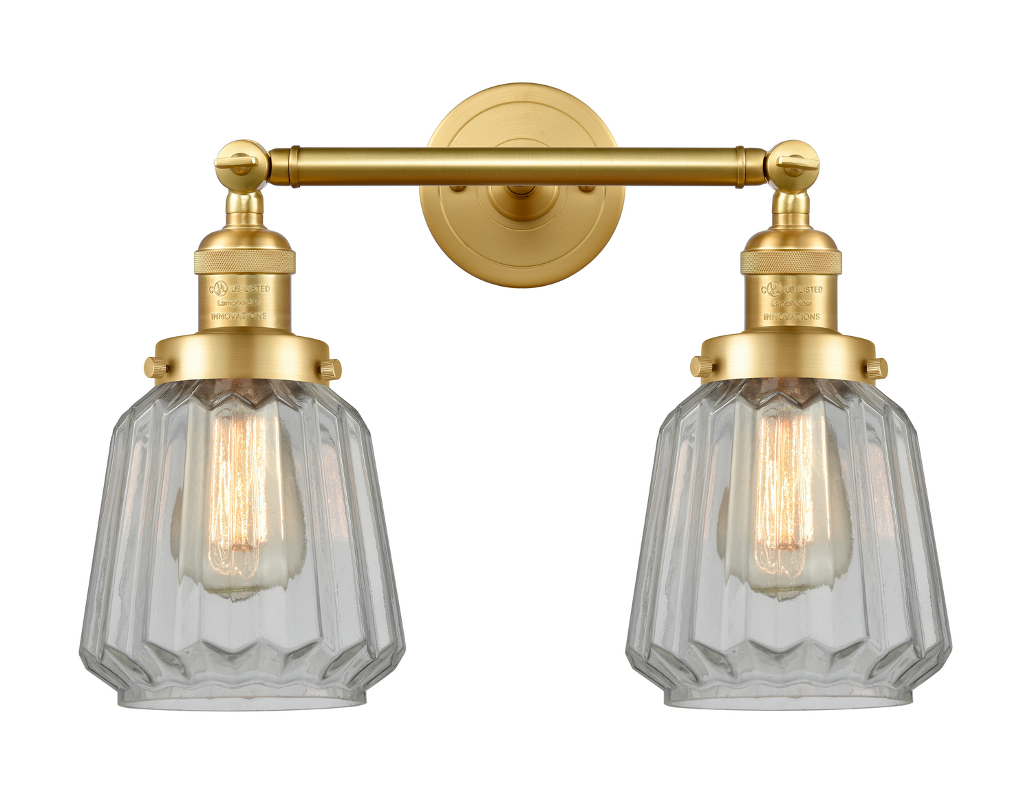Two Light Bath Vanity by Innovations - Franklin Restoration Collection, Satin Gold Finish - 208-SG-G142