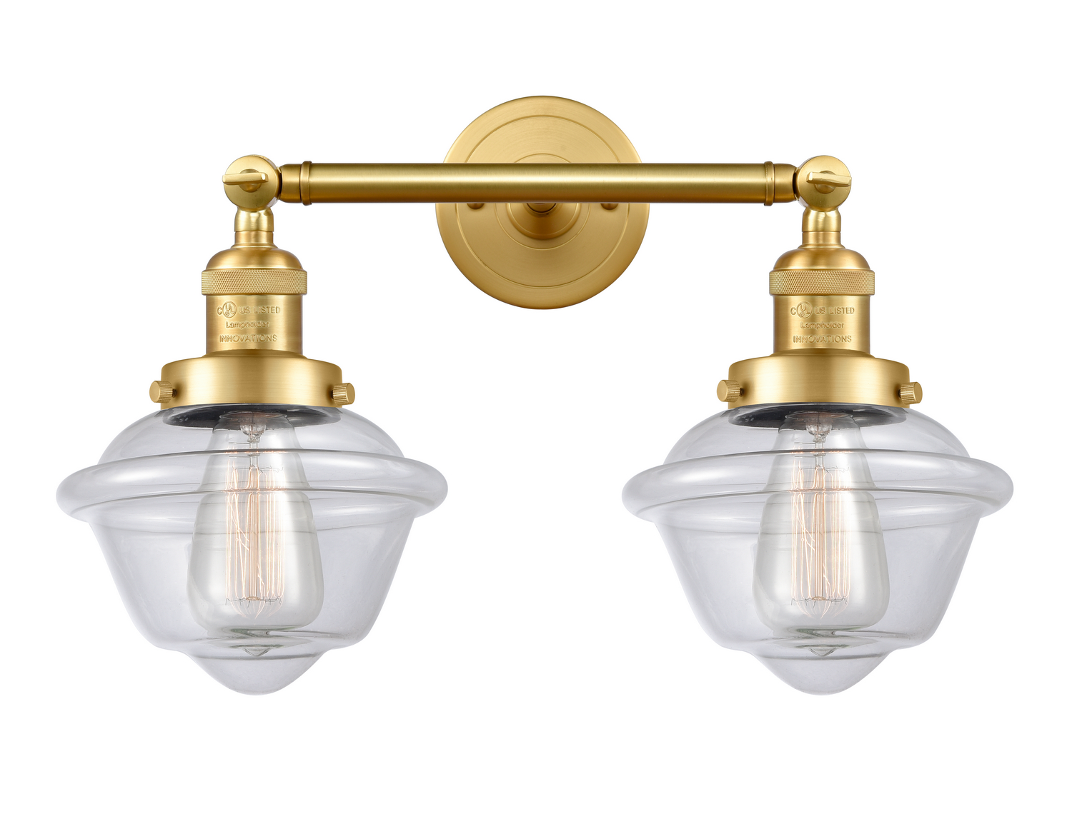 Two Light Bath Vanity by Innovations - Franklin Restoration Collection, Satin Gold Finish - 208-SG-G532