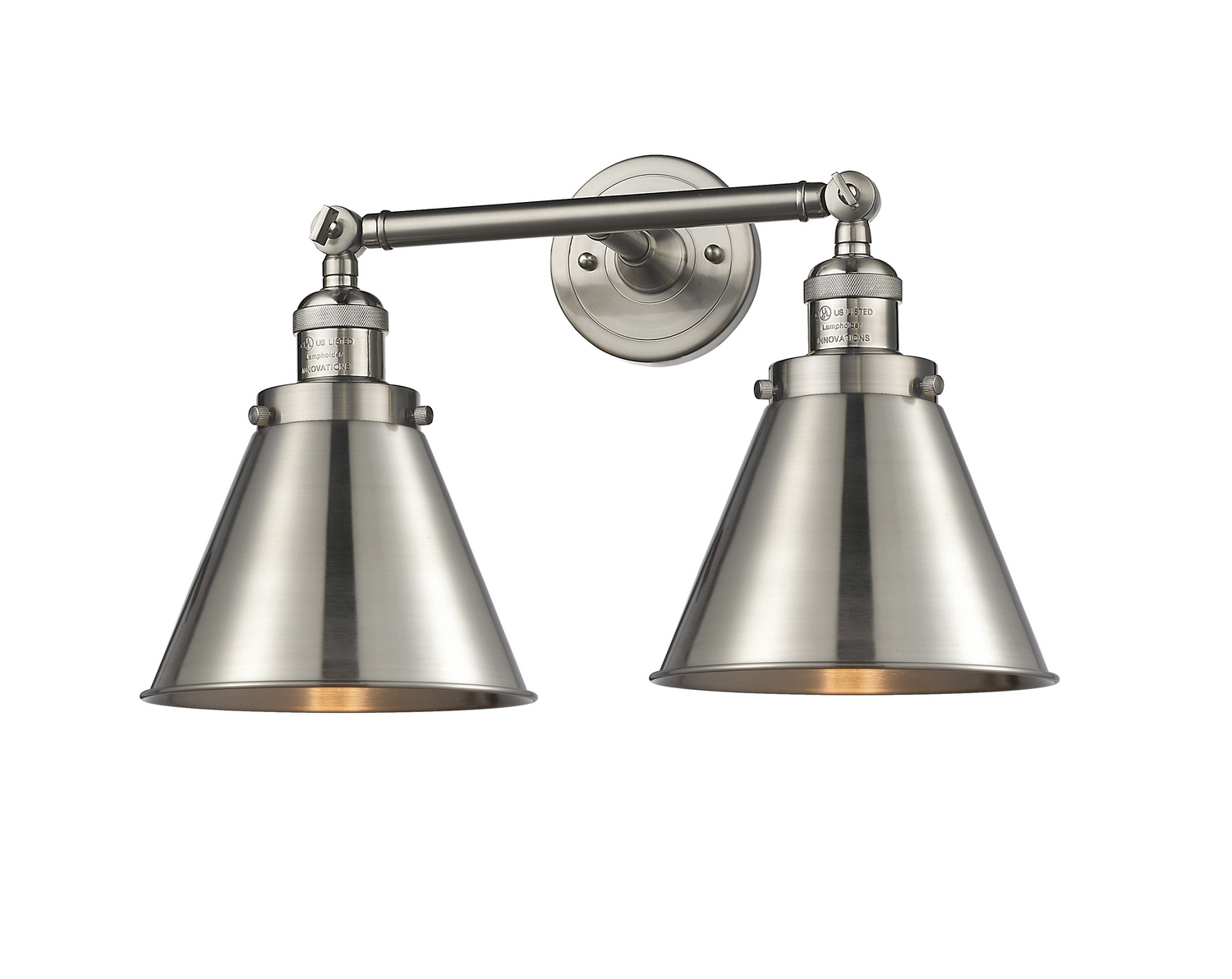Two Light Bath Vanity by Innovations - Franklin Restoration Collection, Brushed Satin Nickel Finish - 208-SN-M13-SN