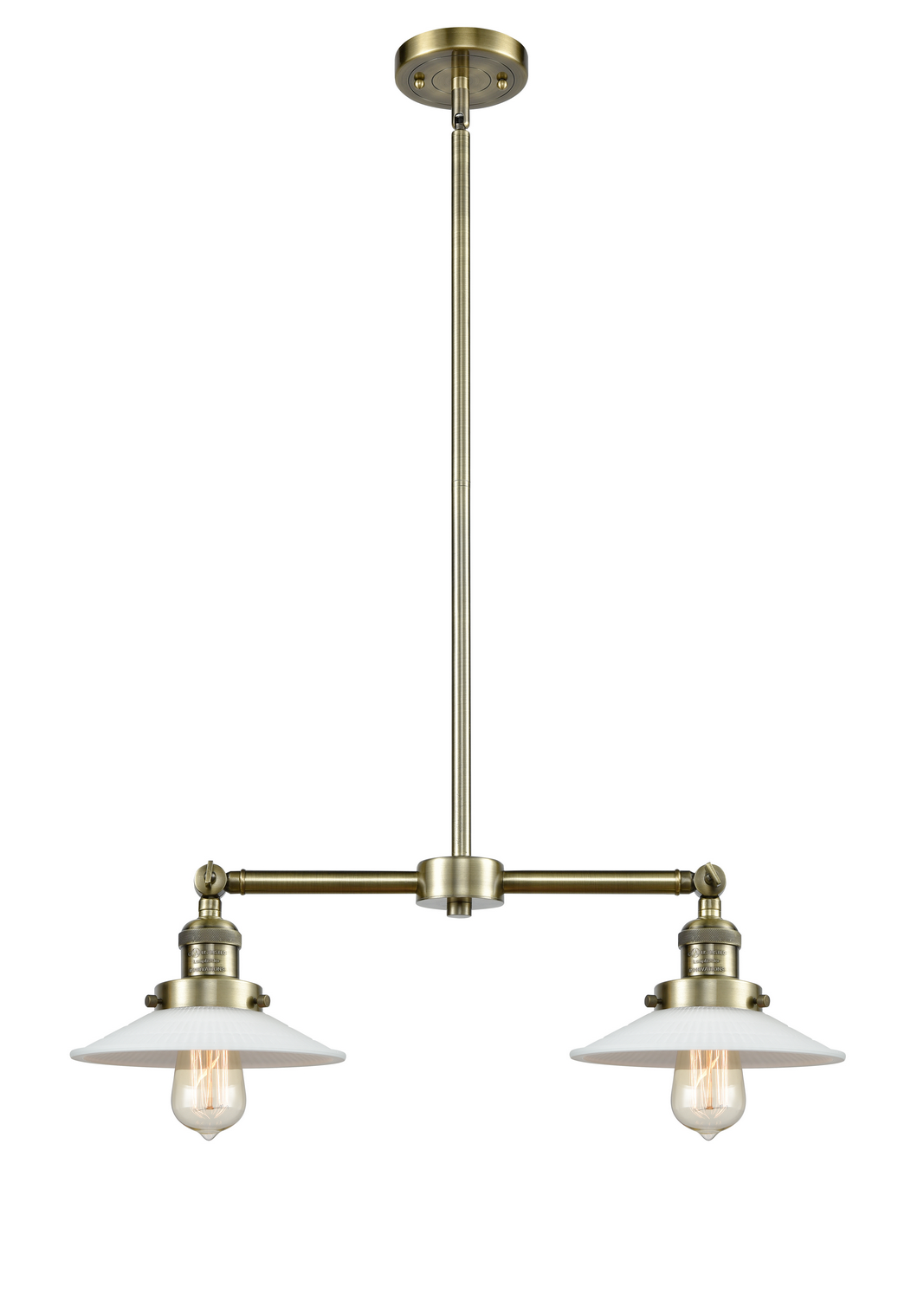 Two Light Island Pendant by Innovations - Franklin Restoration Collection, Antique Brass Finish - 209-AB-G1