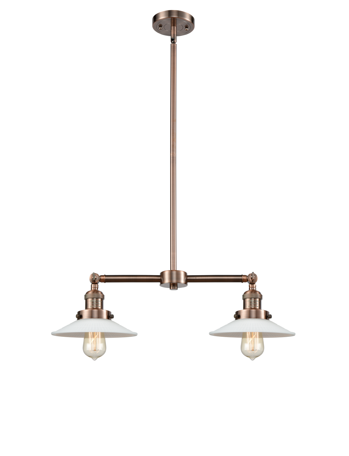 Two Light Island Pendant by Innovations - Franklin Restoration Collection, Antique Copper Finish - 209-AC-G1