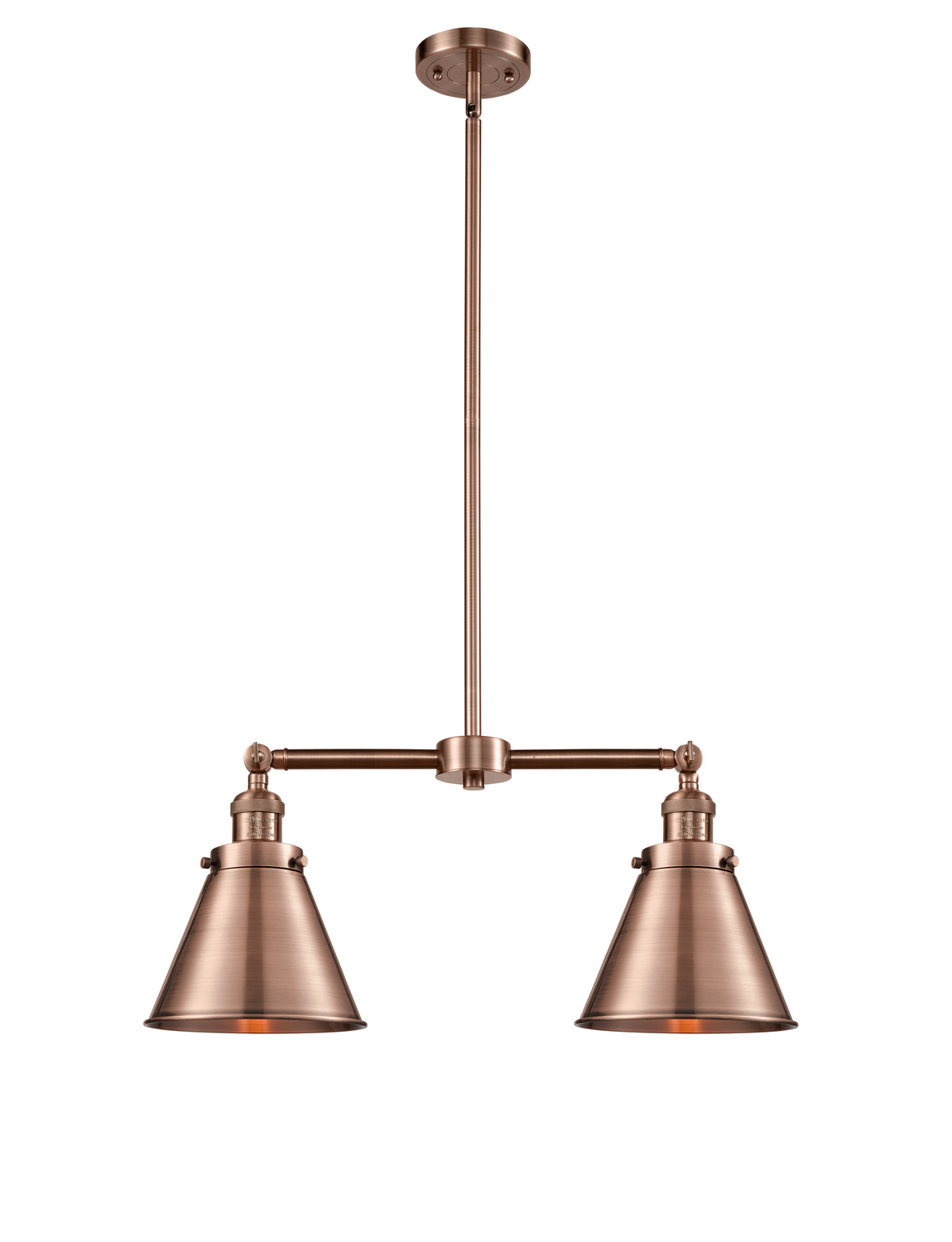 Two Light Island Pendant by Innovations - Franklin Restoration Collection, Antique Copper Finish - 209-AC-M13-AC