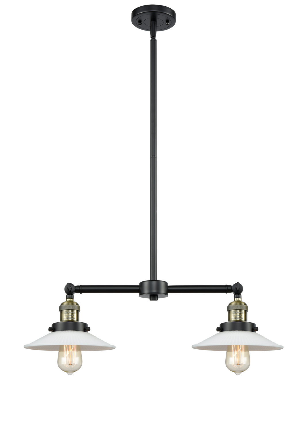 Two Light Island Pendant by Innovations - Franklin Restoration Collection, Black Antique Brass Finish - 209-BAB-G1