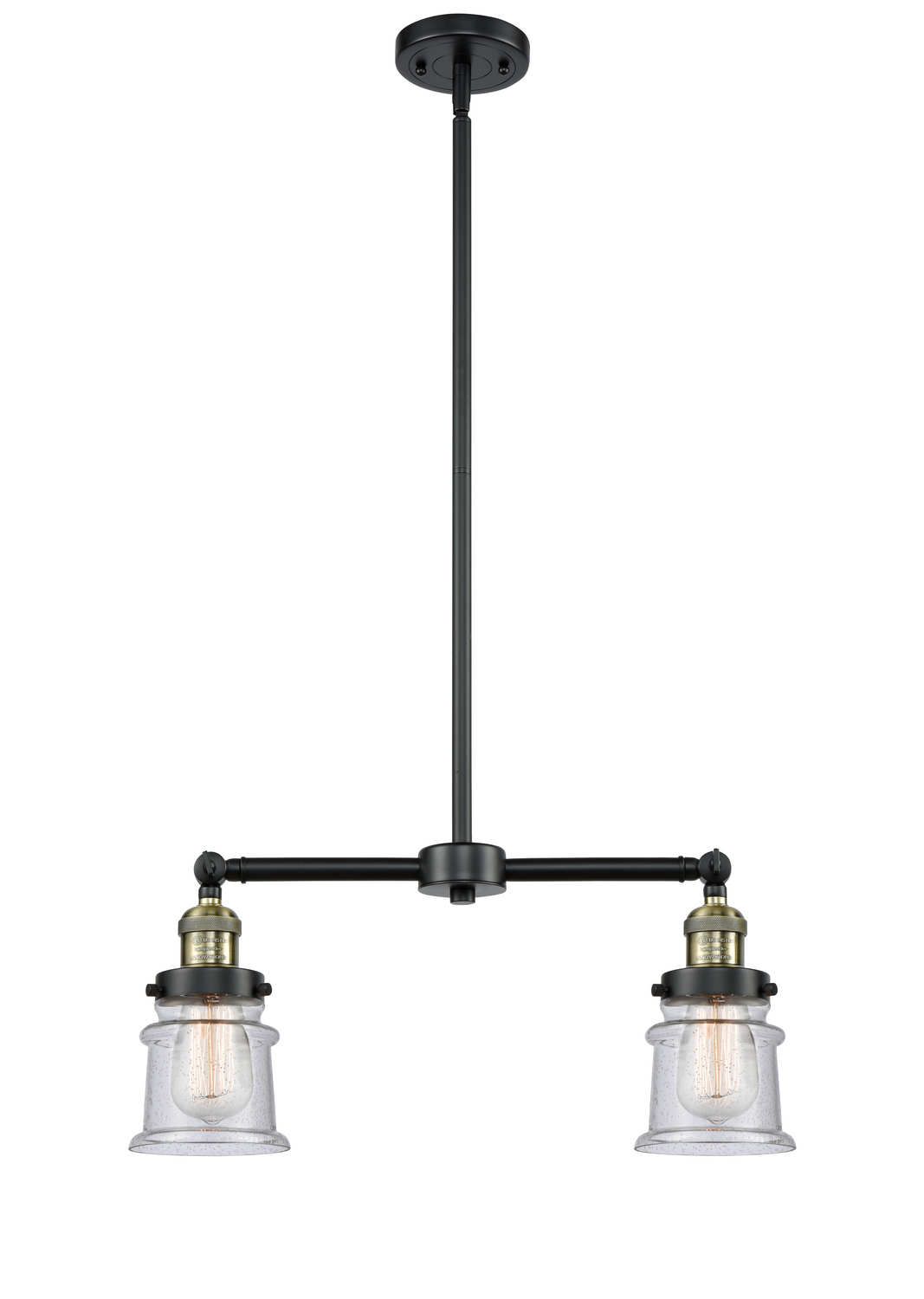 Two Light Island Pendant by Innovations - Franklin Restoration Collection, Black Antique Brass Finish - 209-BAB-G184S