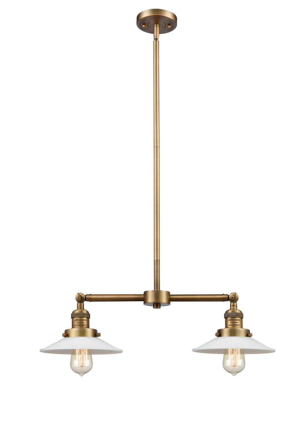 Two Light Island Pendant by Innovations - Franklin Restoration Collection, Brushed Brass Finish - 209-BB-G1