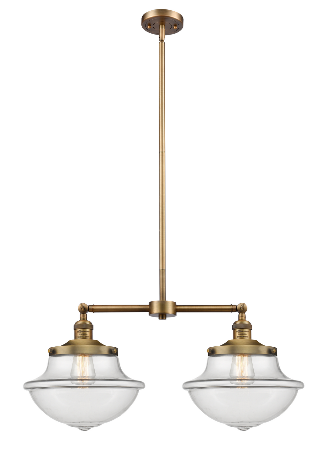 Two Light Island Pendant by Innovations - Franklin Restoration Collection, Brushed Brass Finish - 209-BB-G542