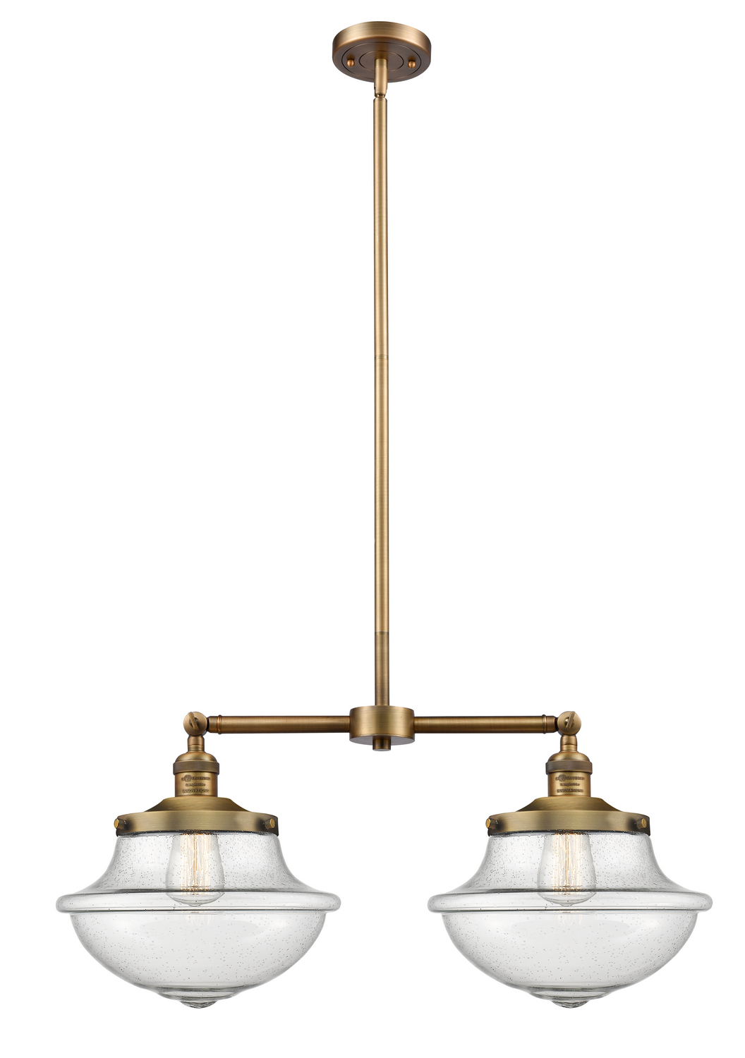 Two Light Island Pendant by Innovations - Franklin Restoration Collection, Brushed Brass Finish - 209-BB-G544
