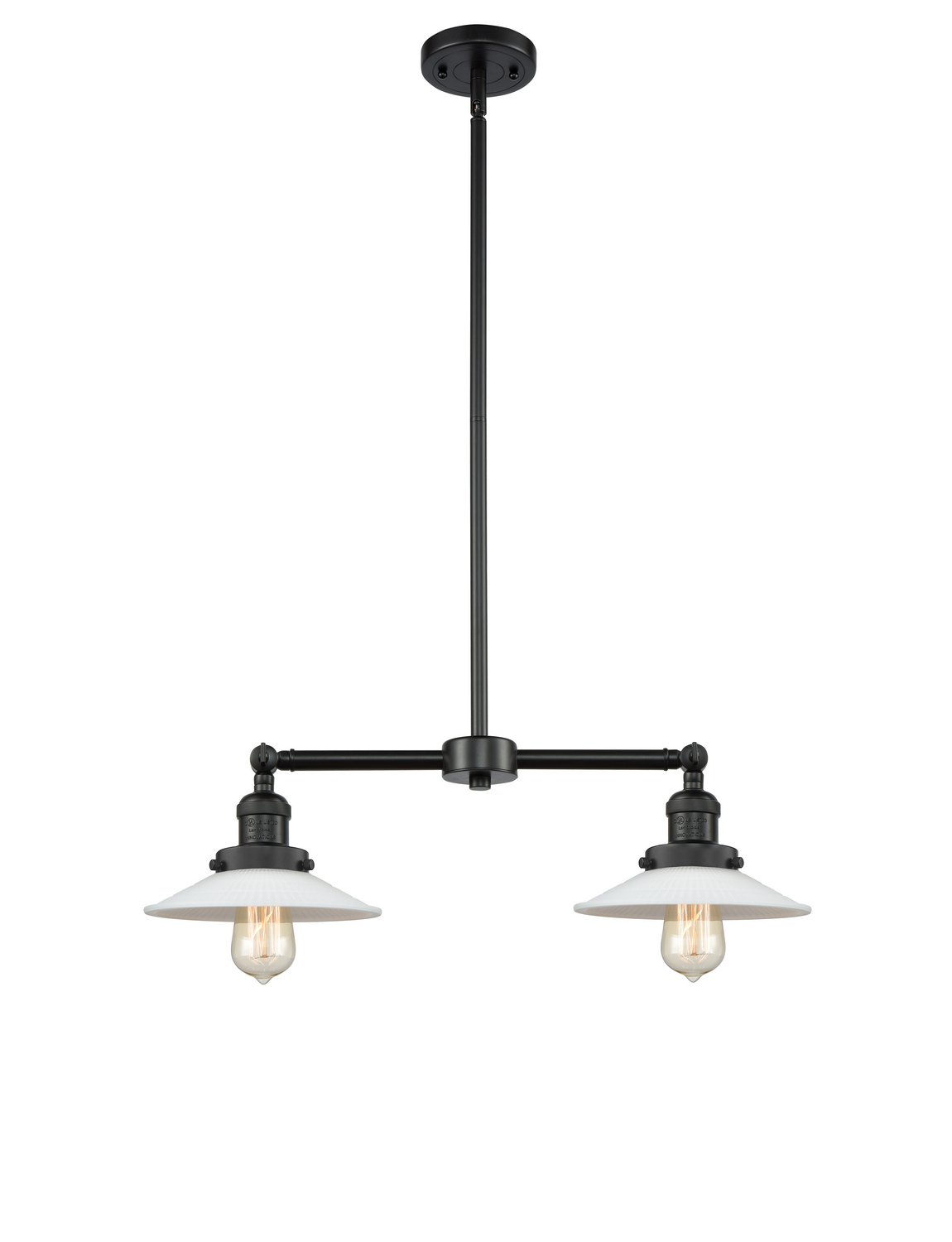 Two Light Island Pendant by Innovations - Franklin Restoration Collection, Matte Black Finish - 209-BK-G1