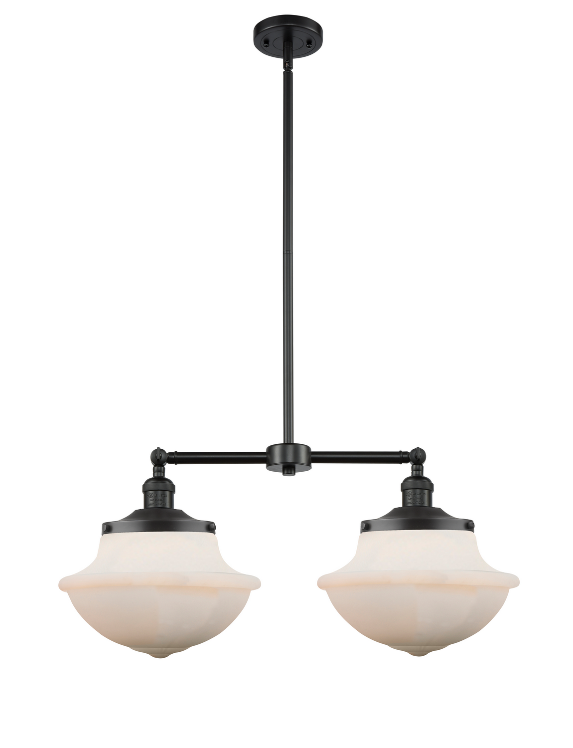 Two Light Island Pendant by Innovations - Franklin Restoration Collection, Matte Black Finish - 209-BK-G541