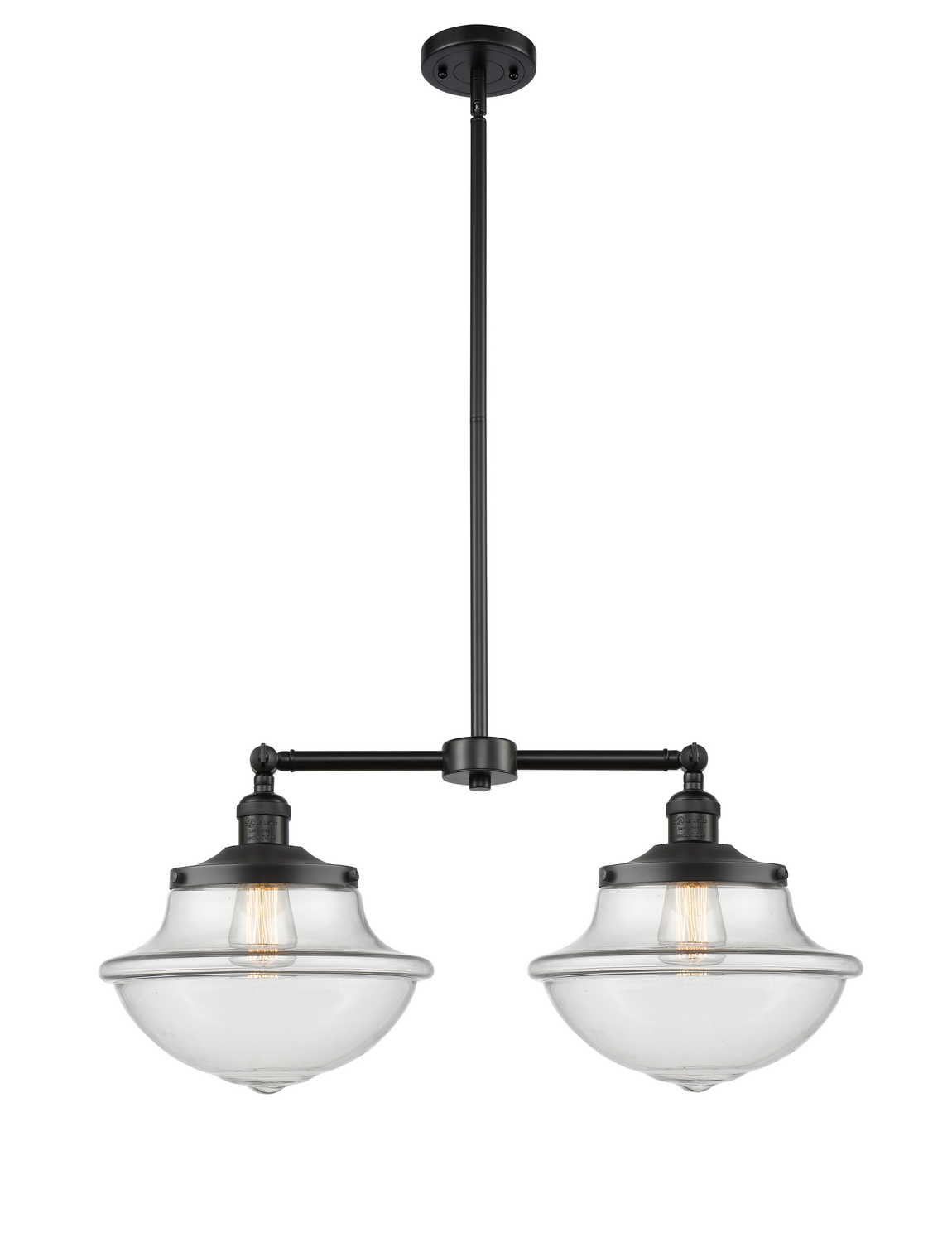 Two Light Island Pendant by Innovations - Franklin Restoration Collection, Matte Black Finish - 209-BK-G542