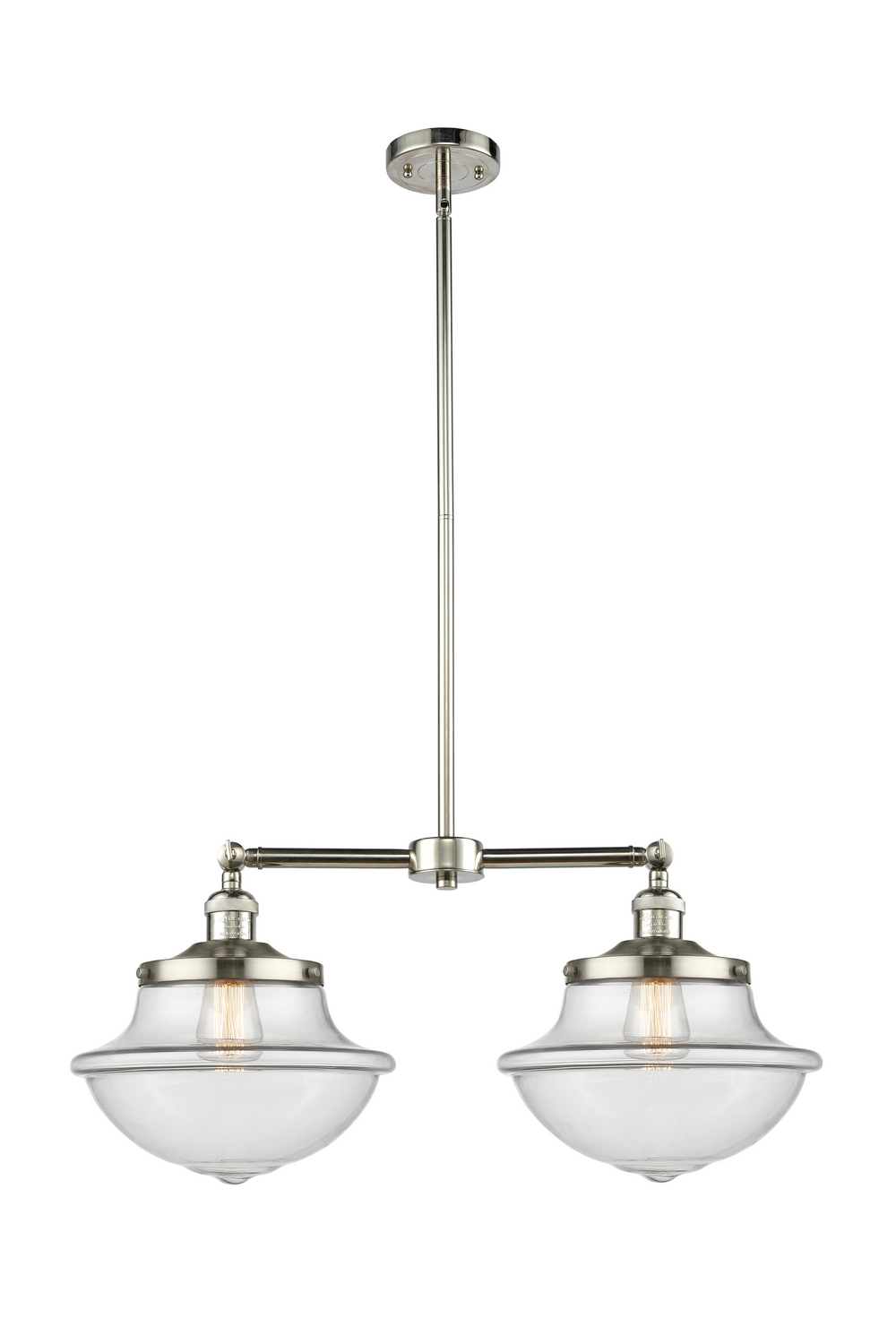 Two Light Island Pendant by Innovations - Franklin Restoration Collection, Polished Nickel Finish - 209-PN-G542