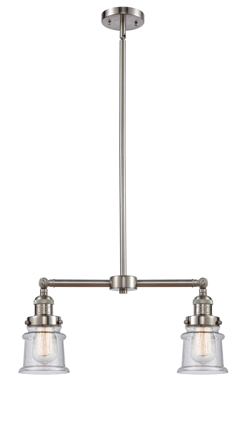 Two Light Island Pendant by Innovations - Franklin Restoration Collection, Brushed Satin Nickel Finish - 209-SN-G184S