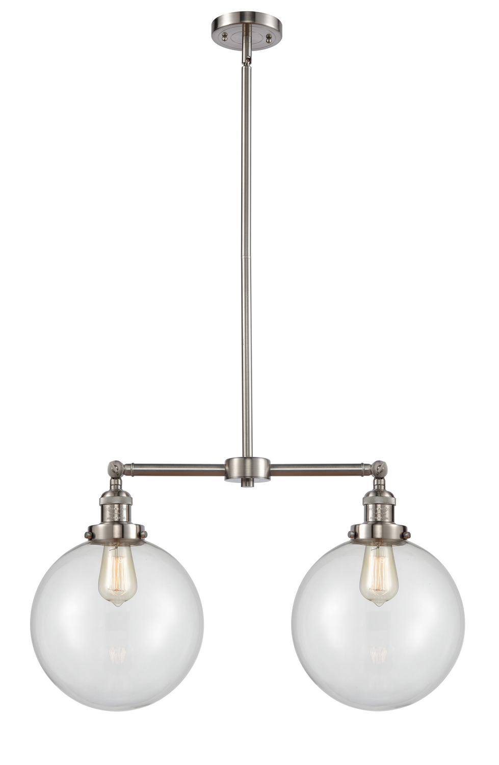 Two Light Island Pendant by Innovations - Franklin Restoration Collection, Brushed Satin Nickel Finish - 209-SN-G202-10
