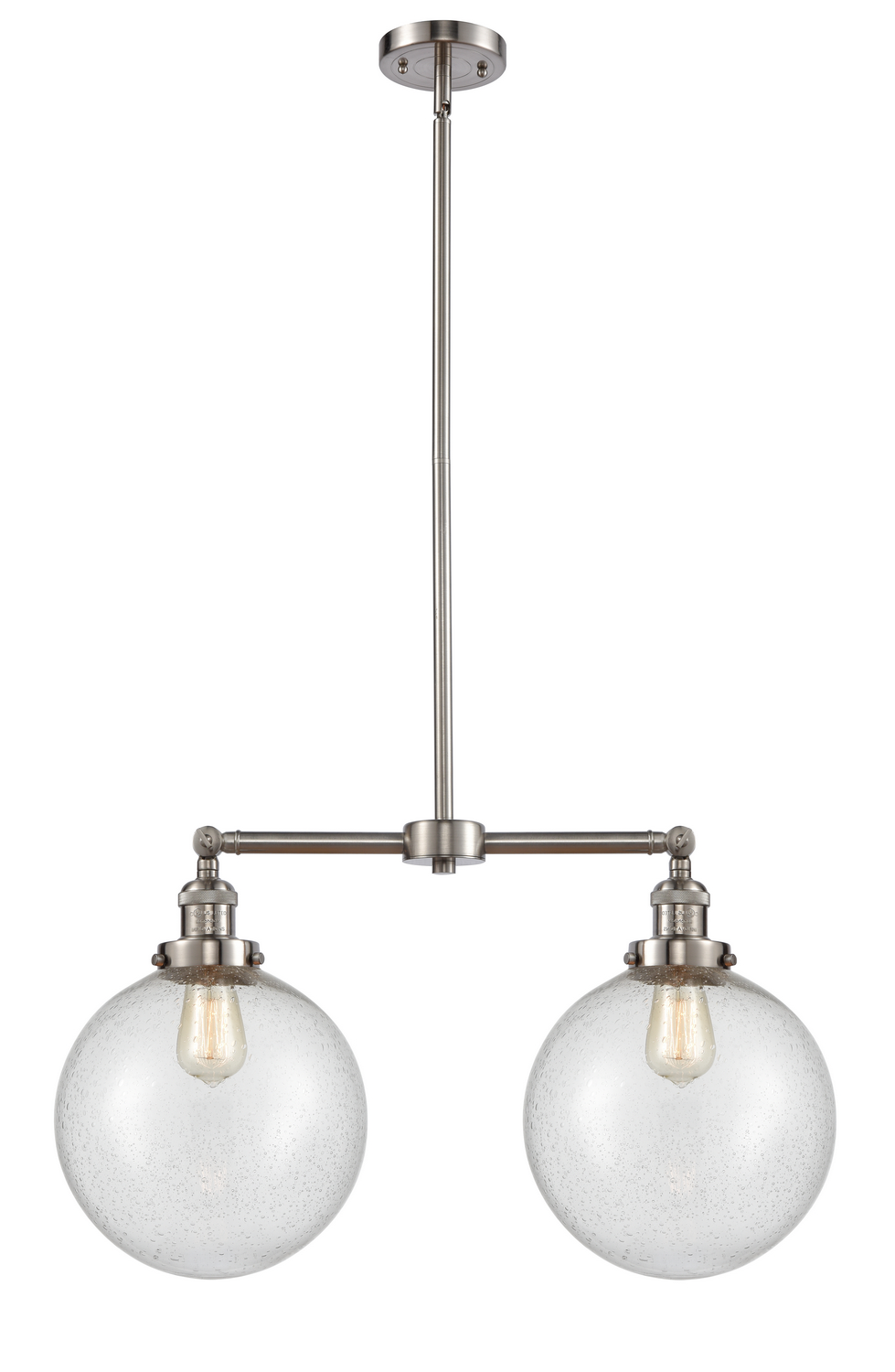 Two Light Island Pendant by Innovations - Franklin Restoration Collection, Brushed Satin Nickel Finish - 209-SN-G204-10