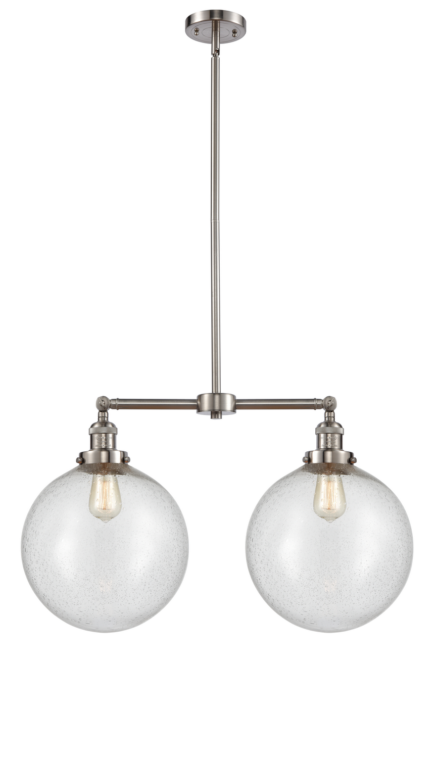 Two Light Island Pendant by Innovations - Franklin Restoration Collection, Brushed Satin Nickel Finish - 209-SN-G204-12