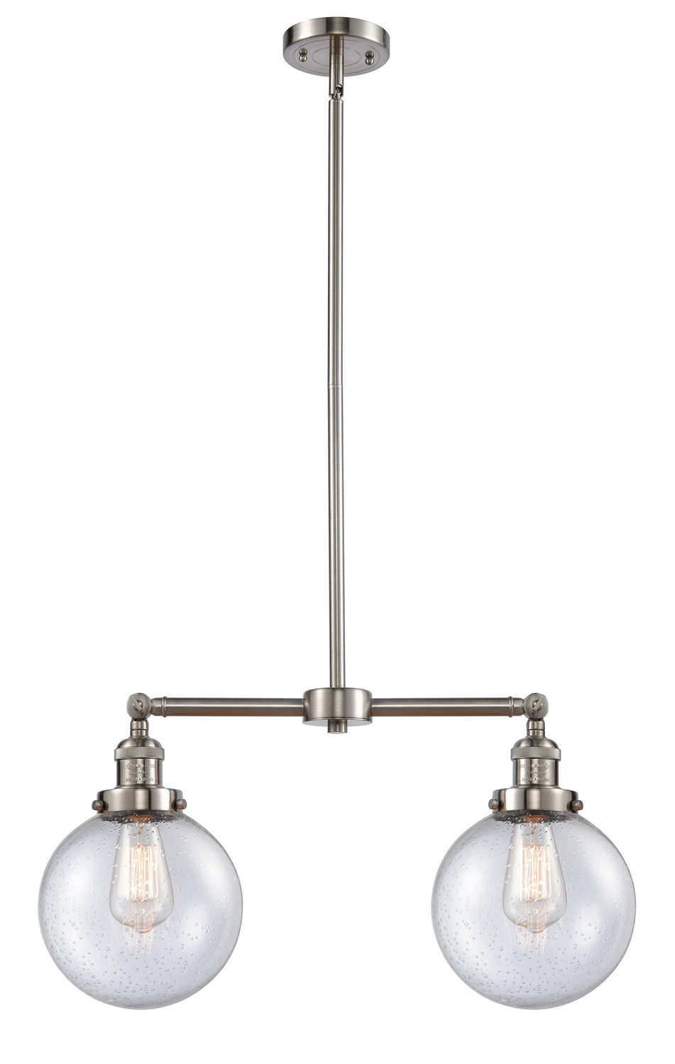 Two Light Island Pendant by Innovations - Franklin Restoration Collection, Brushed Satin Nickel Finish - 209-SN-G204-8