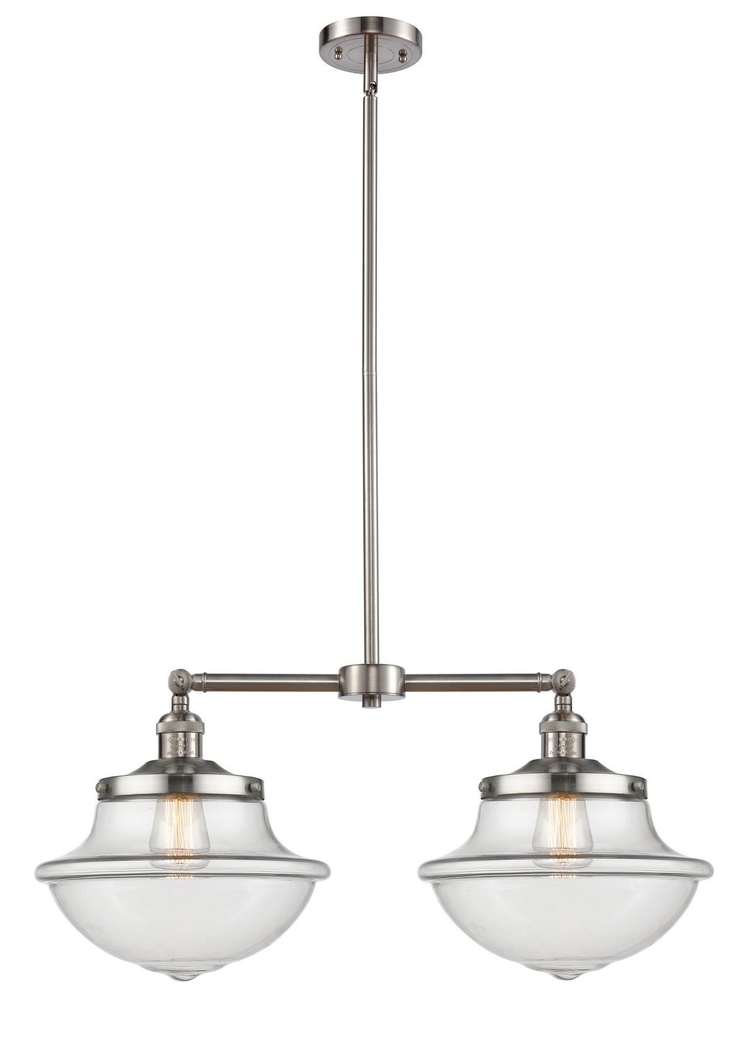 Two Light Island Pendant by Innovations - Franklin Restoration Collection, Brushed Satin Nickel Finish - 209-SN-G542