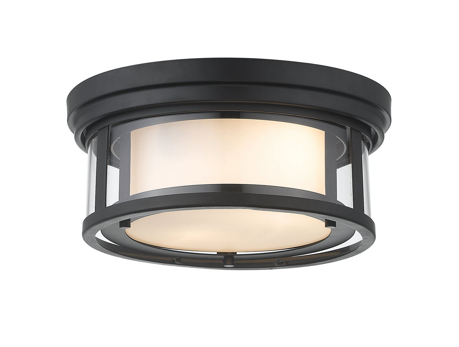Two Light Flush Mount by Z-Lite - Willow Collection, Matte Black Finish - 426F12-MB