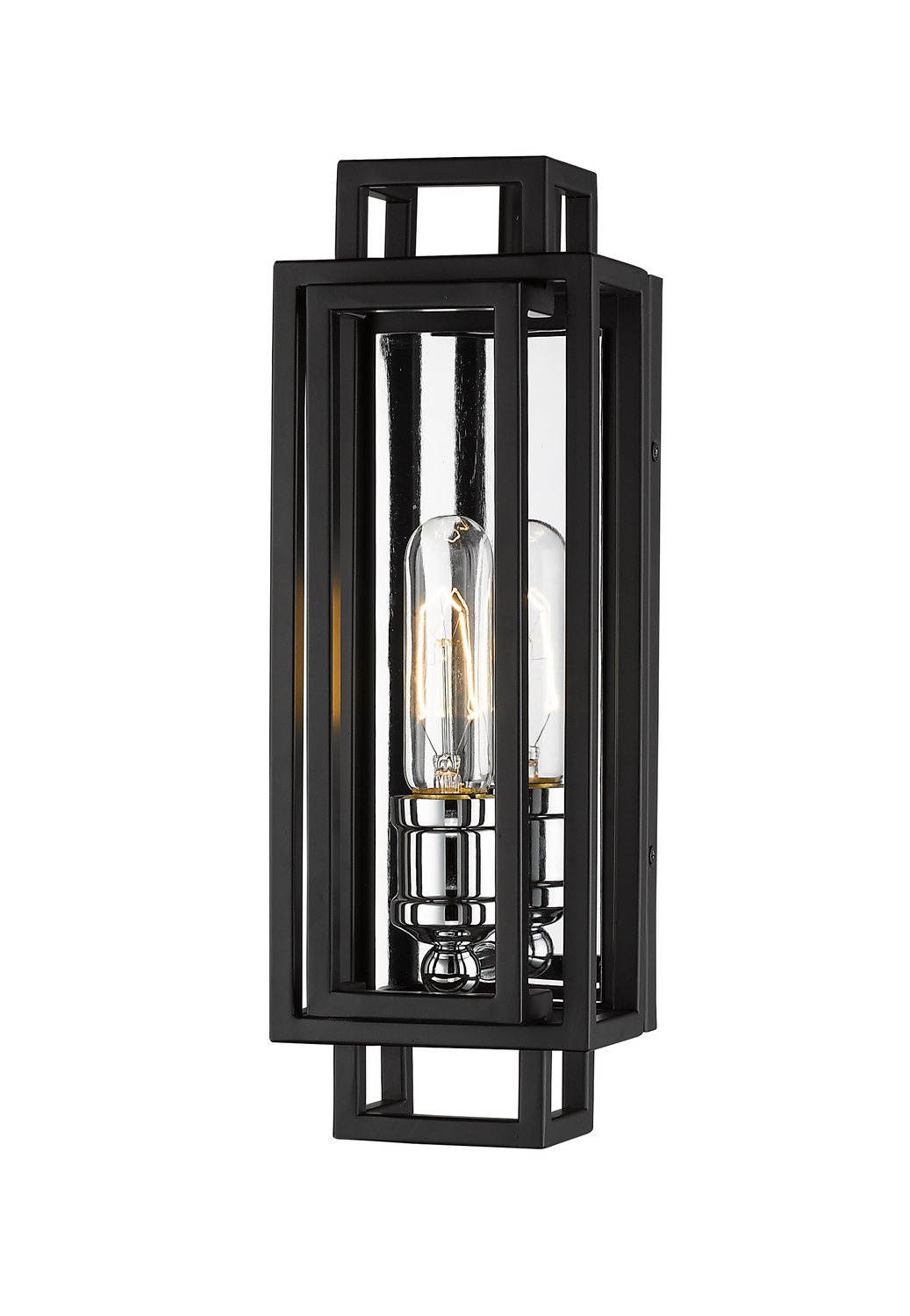 One Light Wall Sconce by Z-Lite - Titania Collection, Black + Chrome Finish - 454-1S-BK-CH