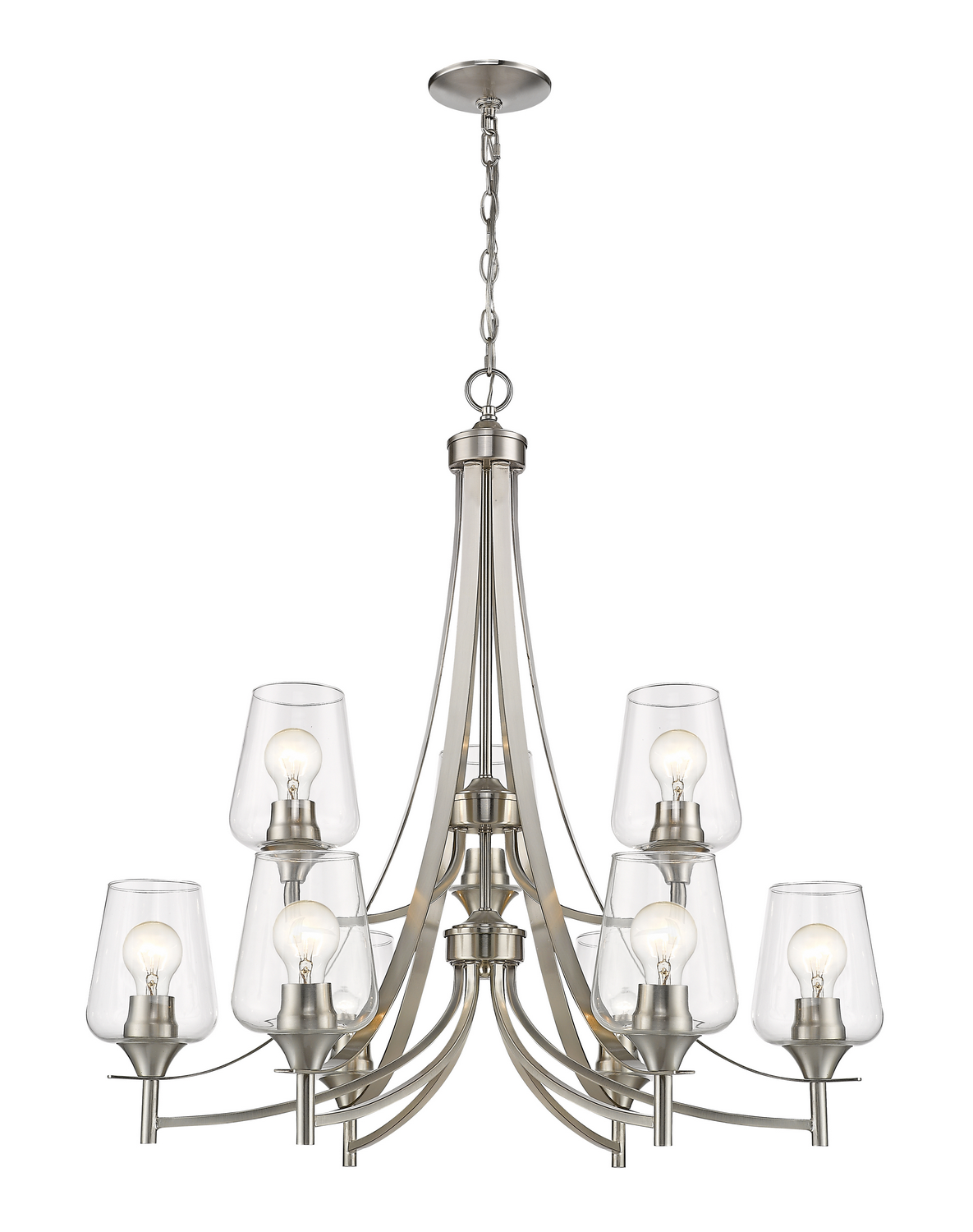 Nine Light Chandelier by Z-Lite - Joliet Collection, Brushed Nickel Finish - 473-9BN