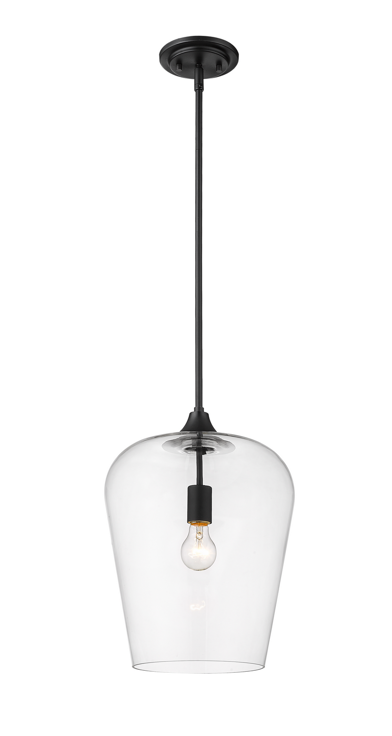 One Light Pendant by Z-Lite - Joliet Collection, Matte Black Finish - 473P12-MB