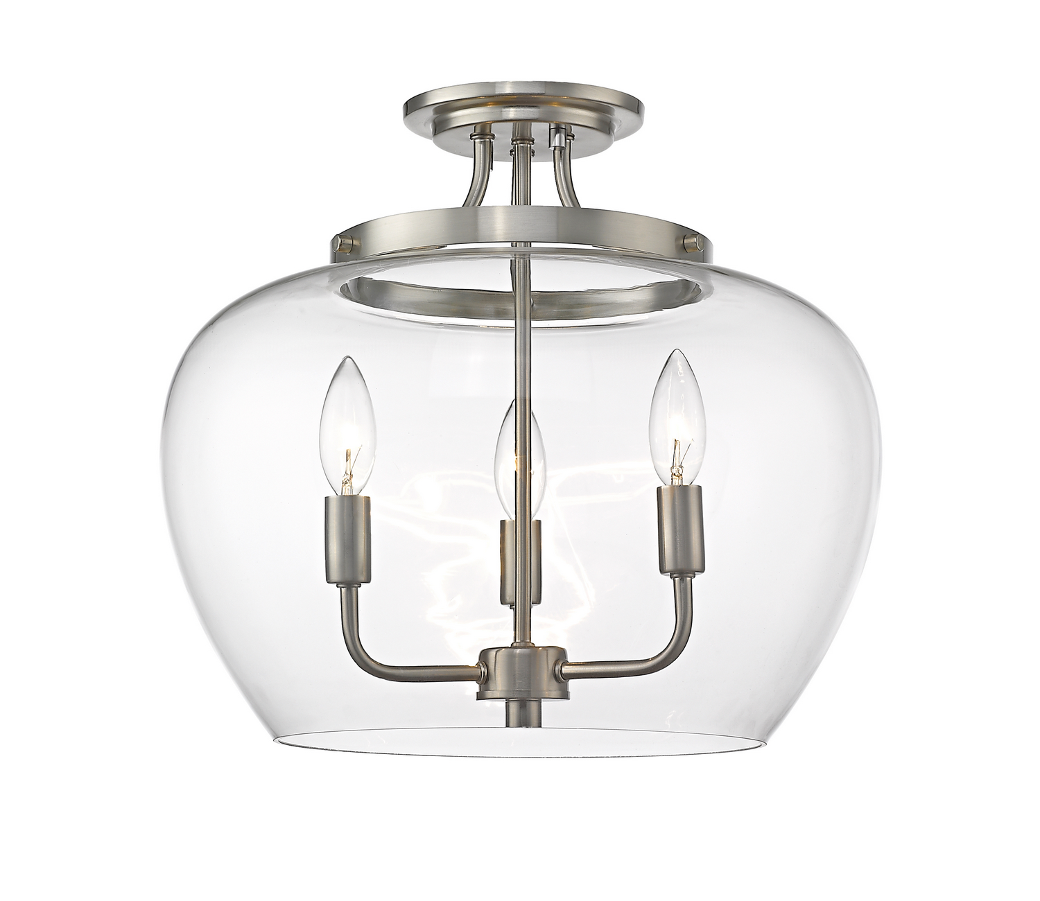Three Light Semi Flush Mount by Z-Lite - Joliet Collection, Brushed Nickel Finish - 473SF-BN