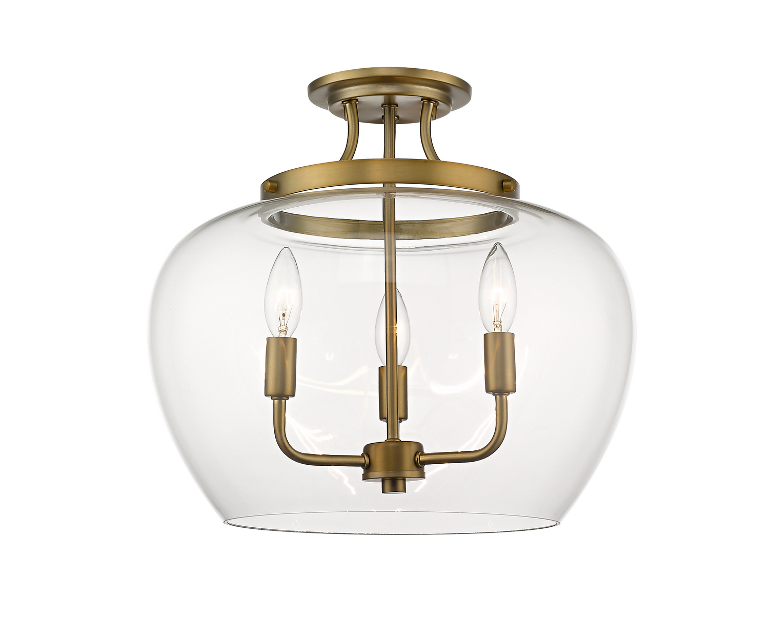 Three Light Semi Flush Mount by Z-Lite - Joliet Collection, Olde Brass Finish - 473SF-OBR