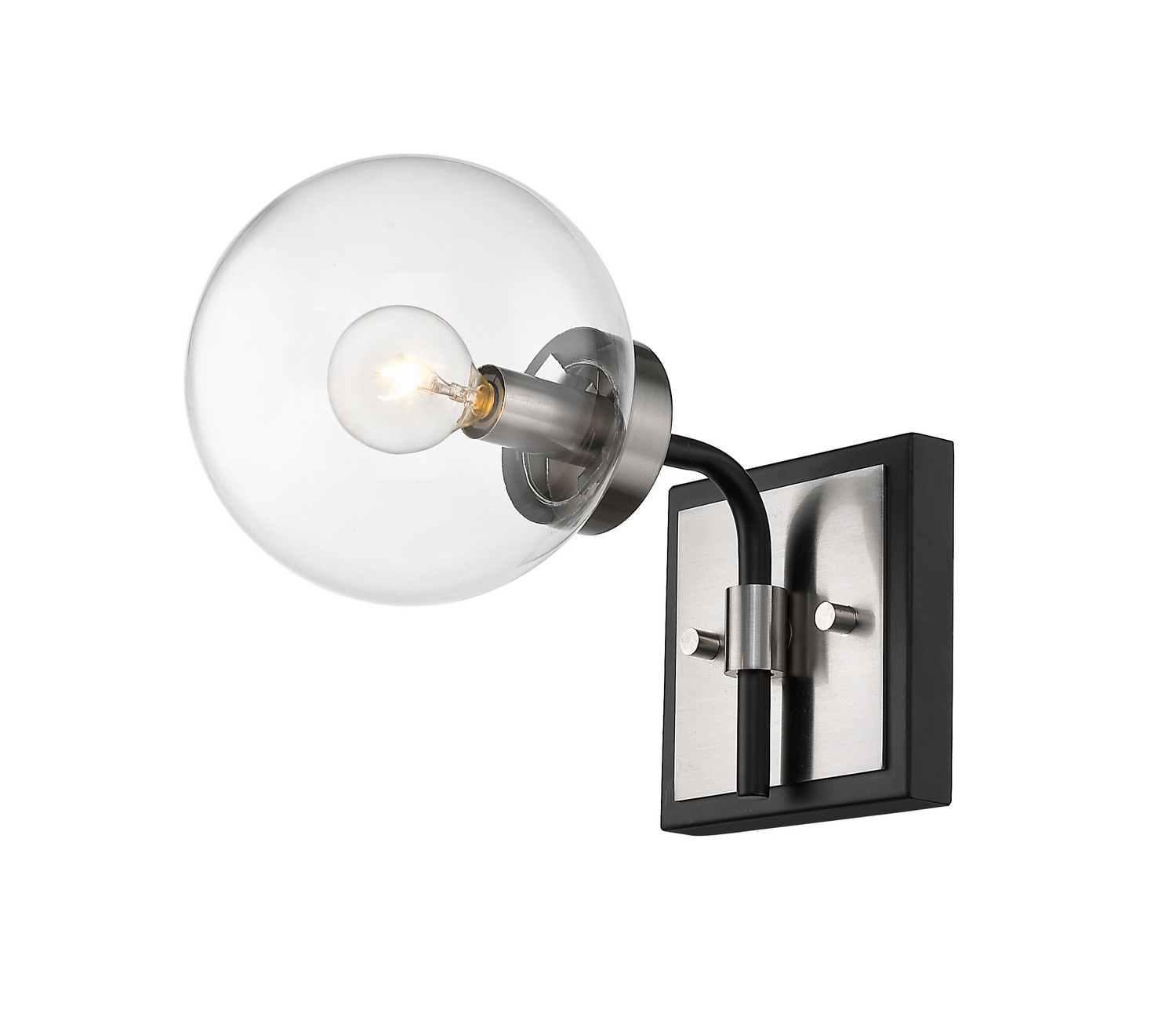 One Light Wall Sconce by Z-Lite - Parsons Collection, Matte Black + Brushed Nickel Finish - 477-1S-MB-BN