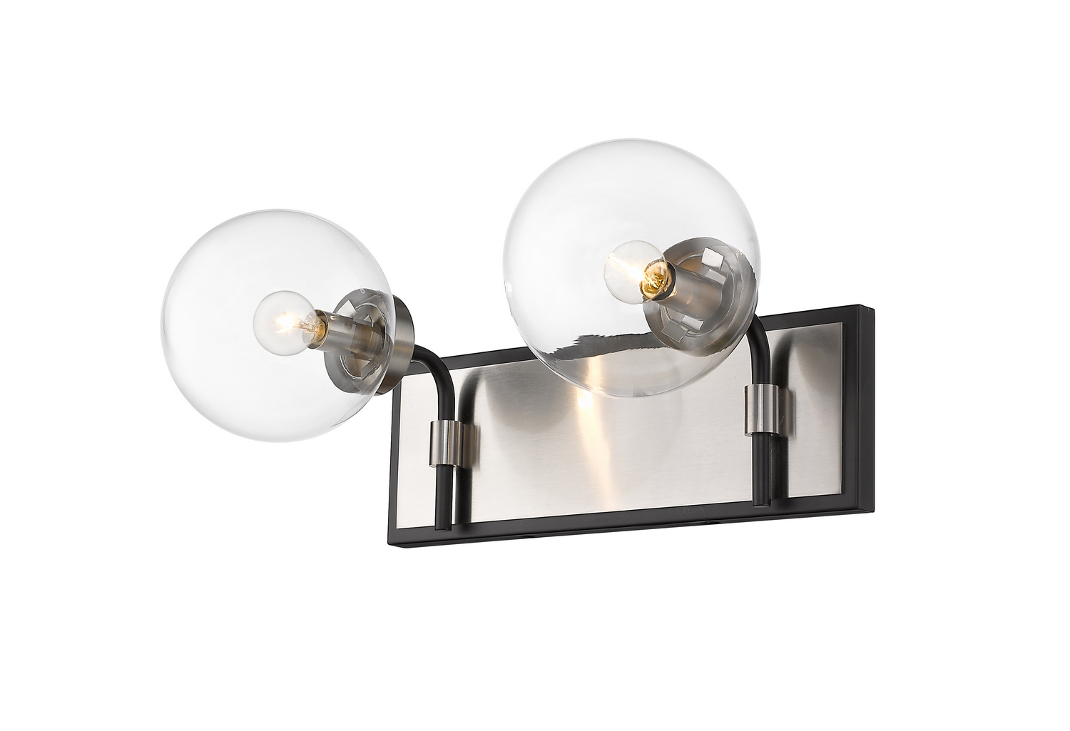Two Light Vanity by Z-Lite - Parsons Collection, Matte Black + Brushed Nickel Finish - 477-2V-MB-BN