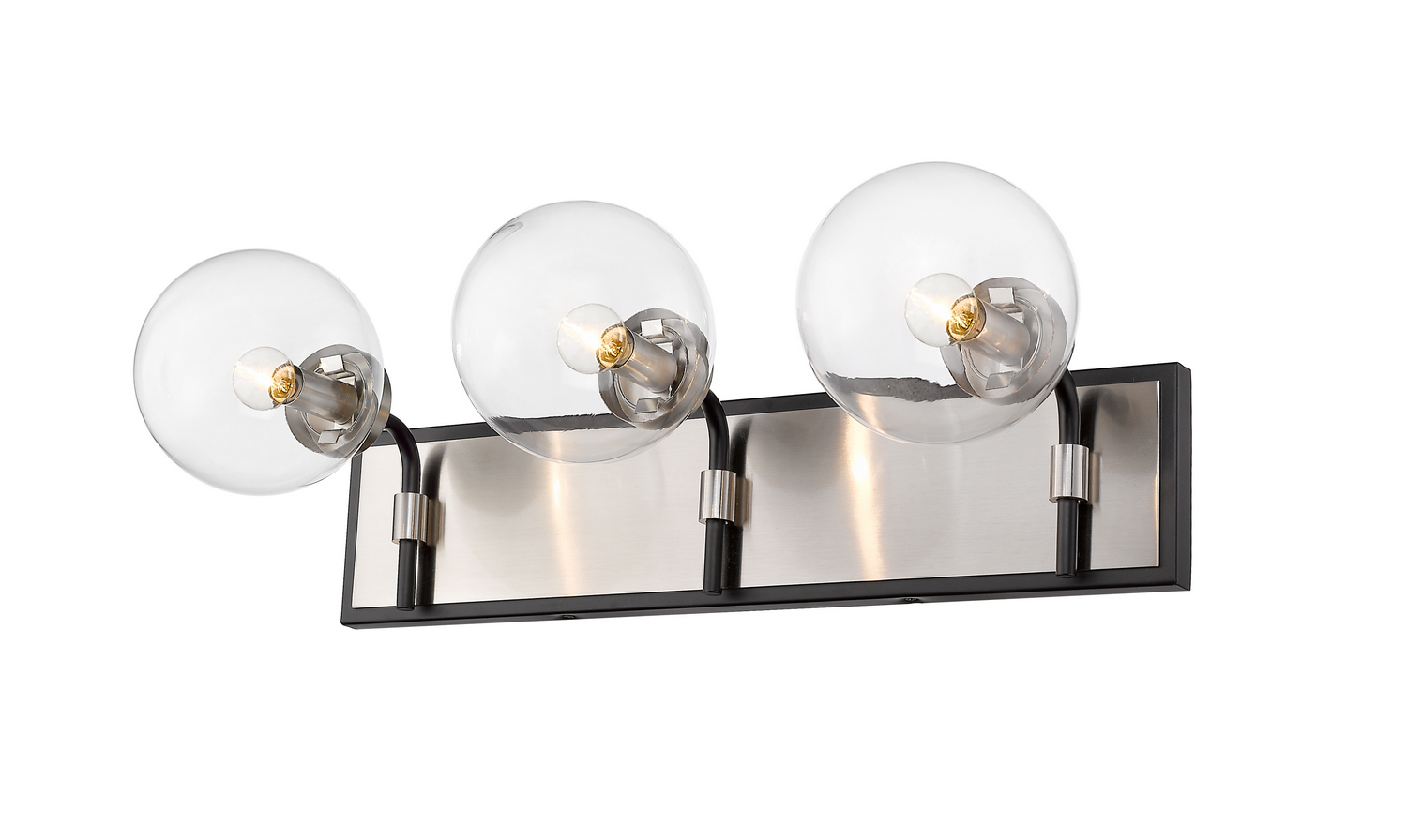 Three Light Vanity by Z-Lite - Parsons Collection, Matte Black + Brushed Nickel Finish - 477-3V-MB-BN