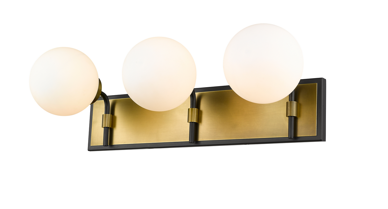 Three Light Vanity by Z-Lite - Parsons Collection, Matte Black + Olde Brass Finish - 477-3V-MB-OBR