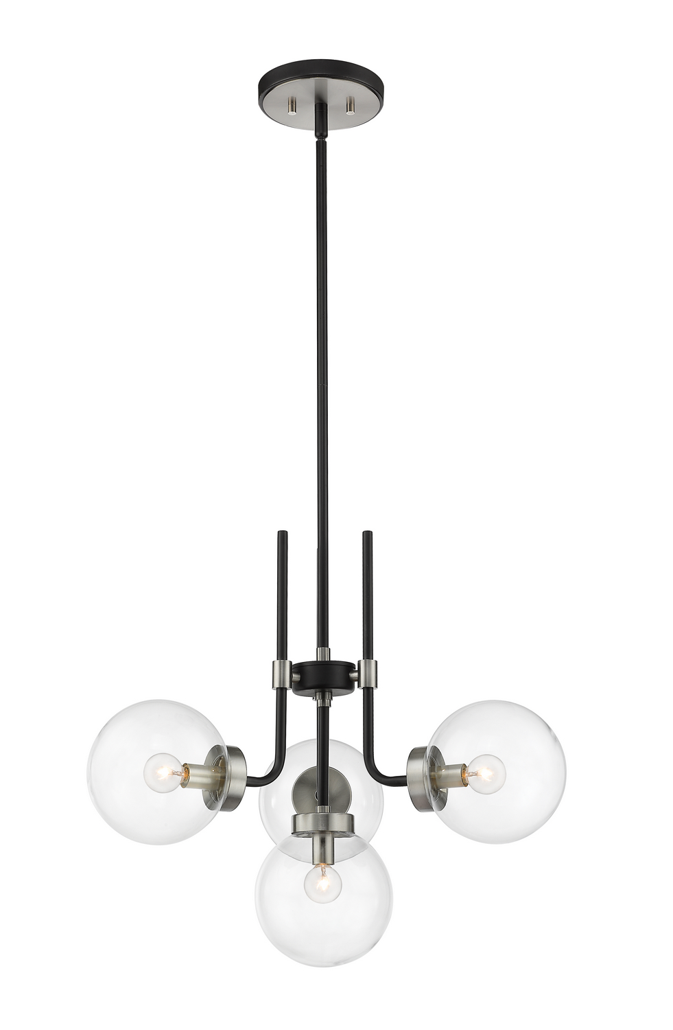Four Light Chandelier by Z-Lite - Parsons Collection, Matte Black + Brushed Nickel Finish - 477-4MB-BN
