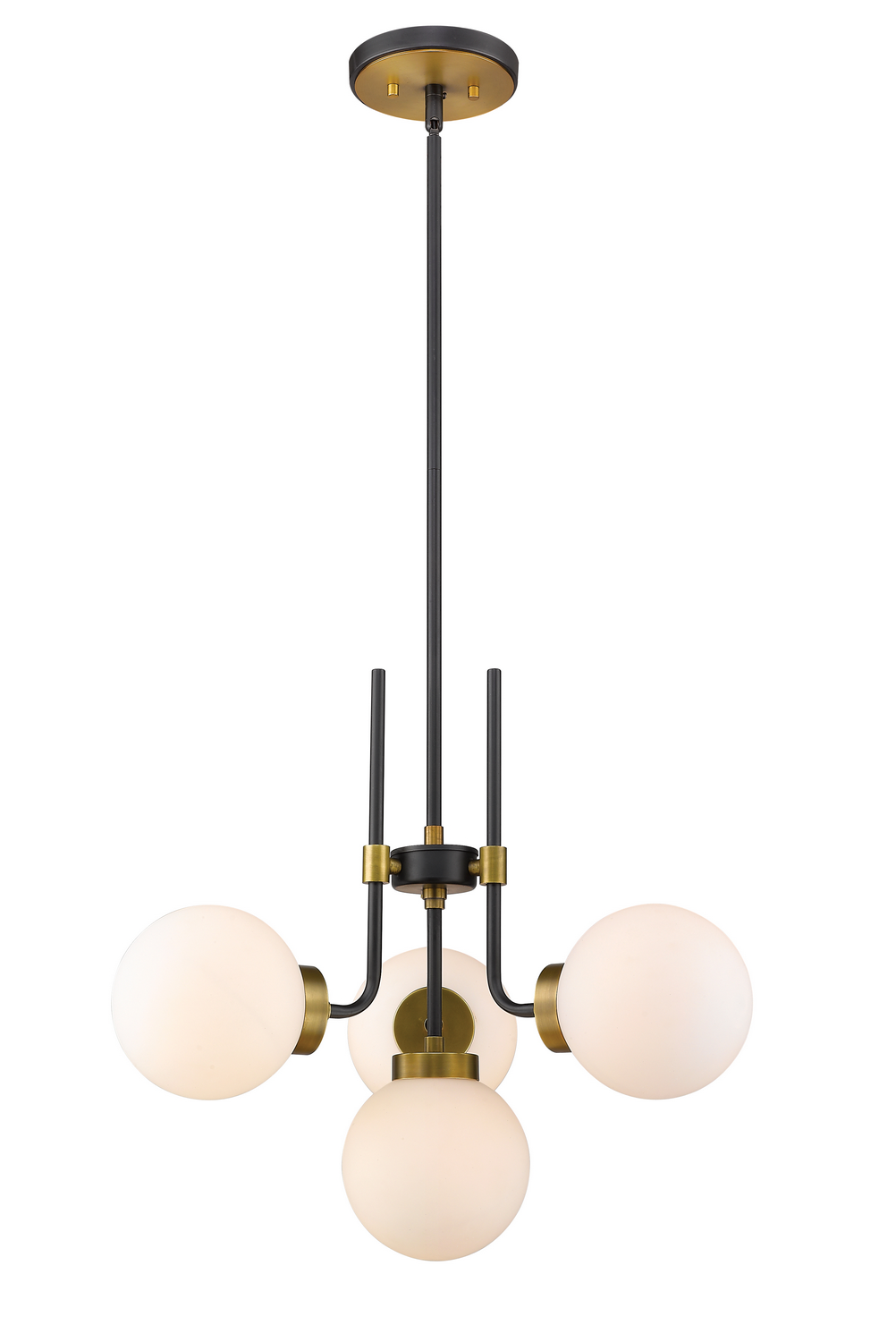 Four Light Chandelier by Z-Lite - Parsons Collection, Matte Black + Olde Brass Finish - 477-4MB-OBR